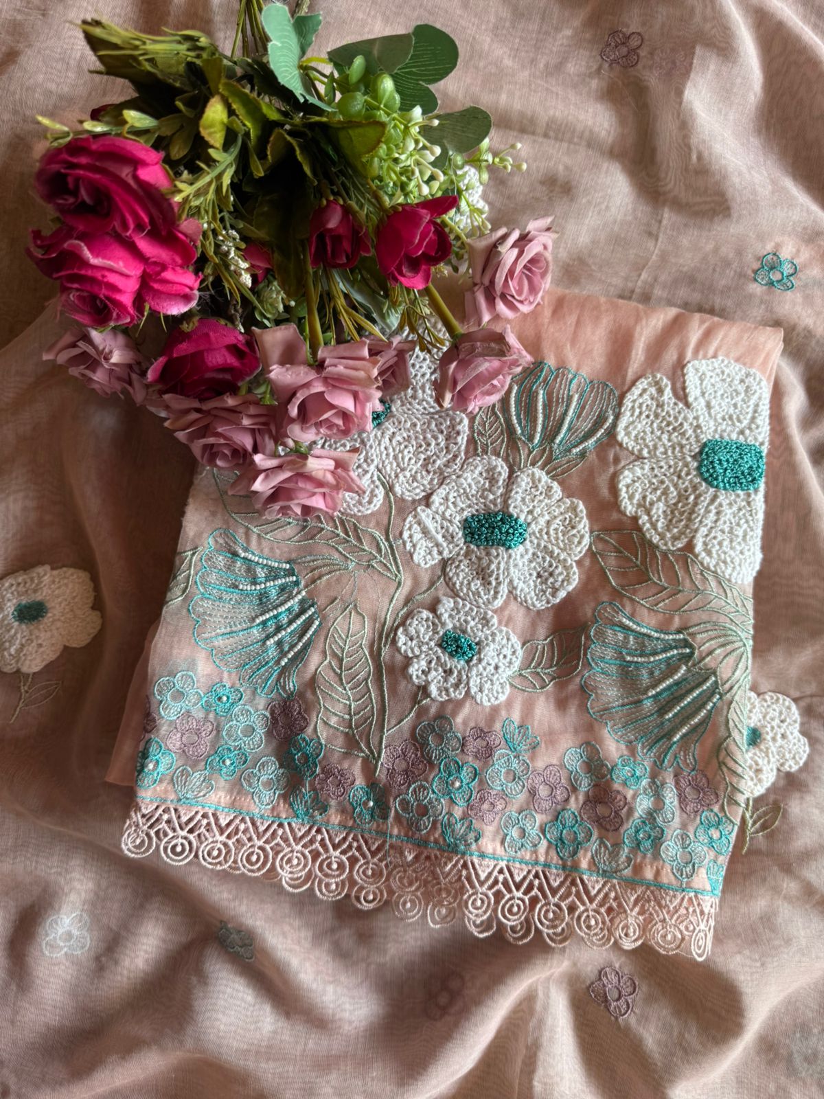 Soft Mul Mul cotton chanderi unstitched Kurta