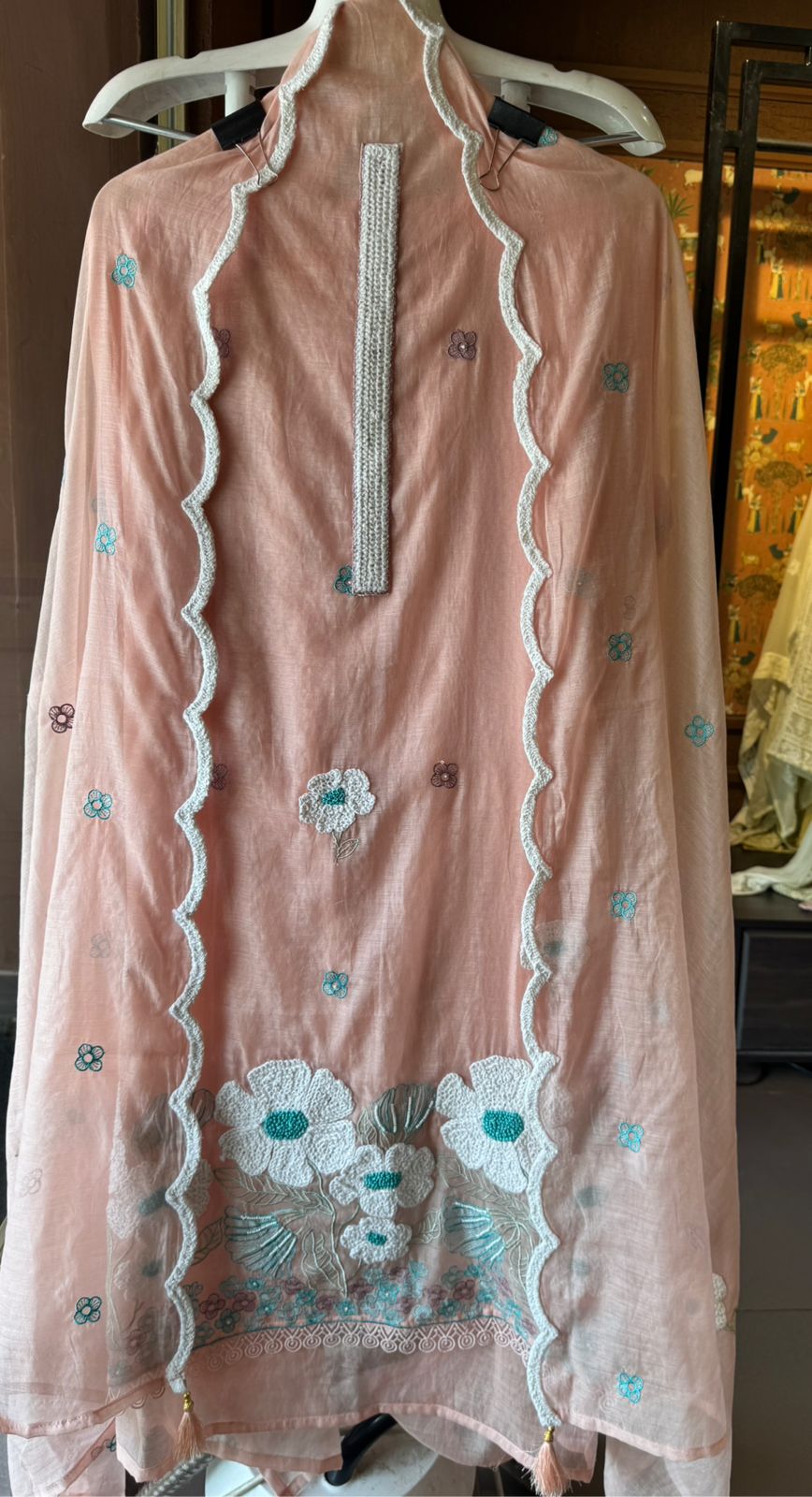 Soft Mul Mul cotton chanderi unstitched Kurta