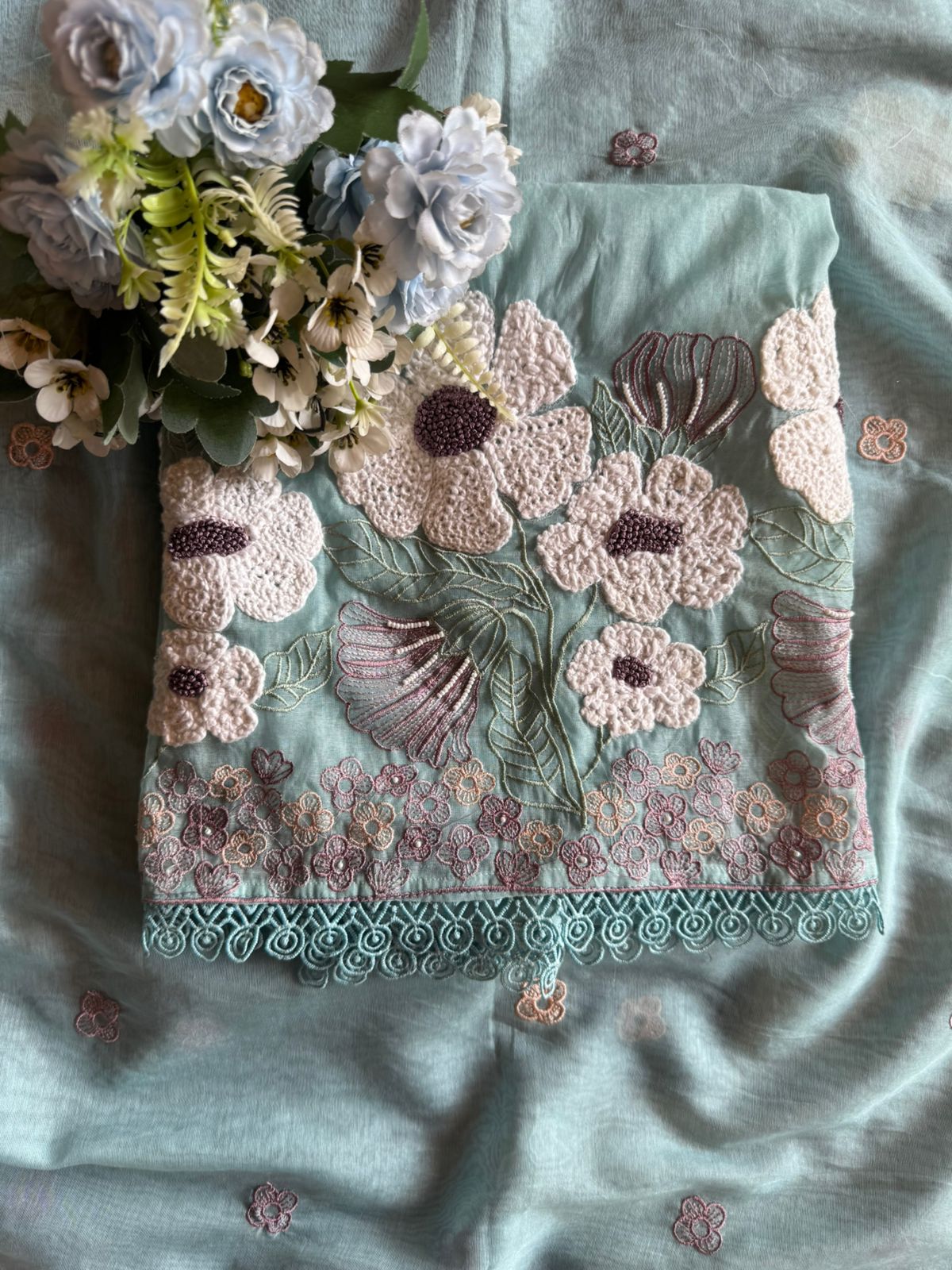 Soft Mul Mul cotton chanderi unstitched Kurta