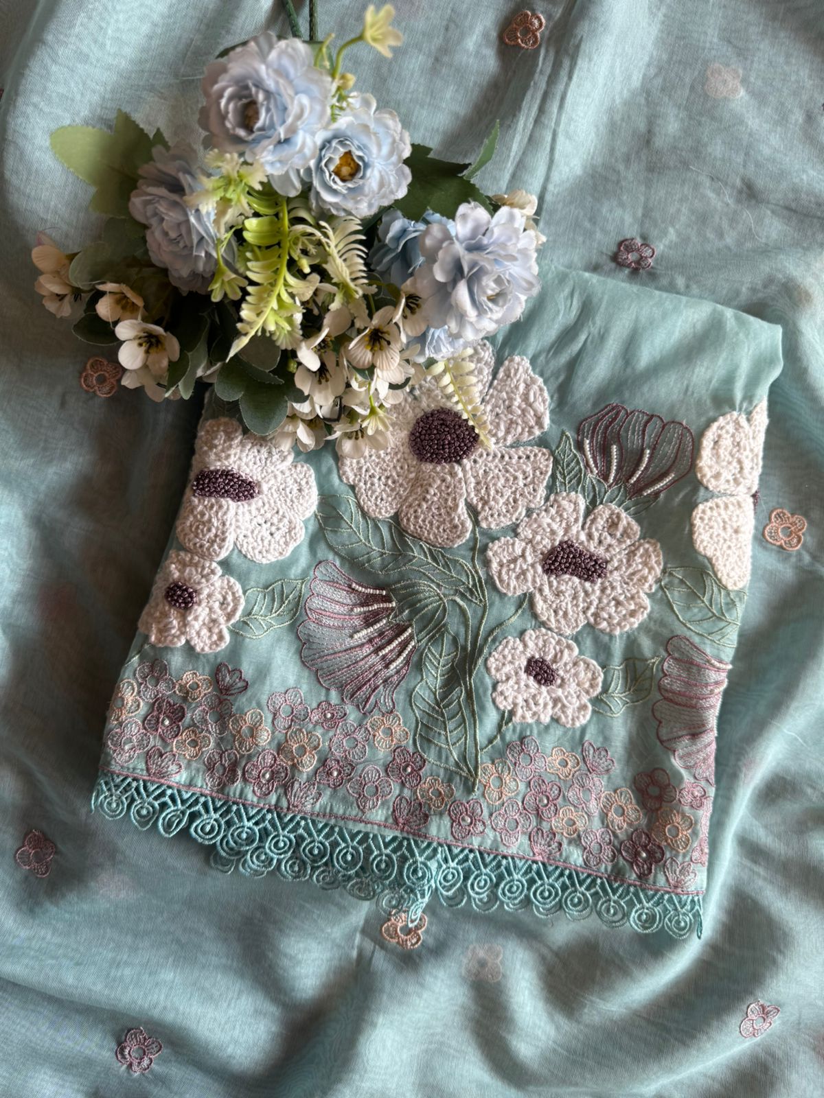 Soft Mul Mul cotton chanderi unstitched Kurta