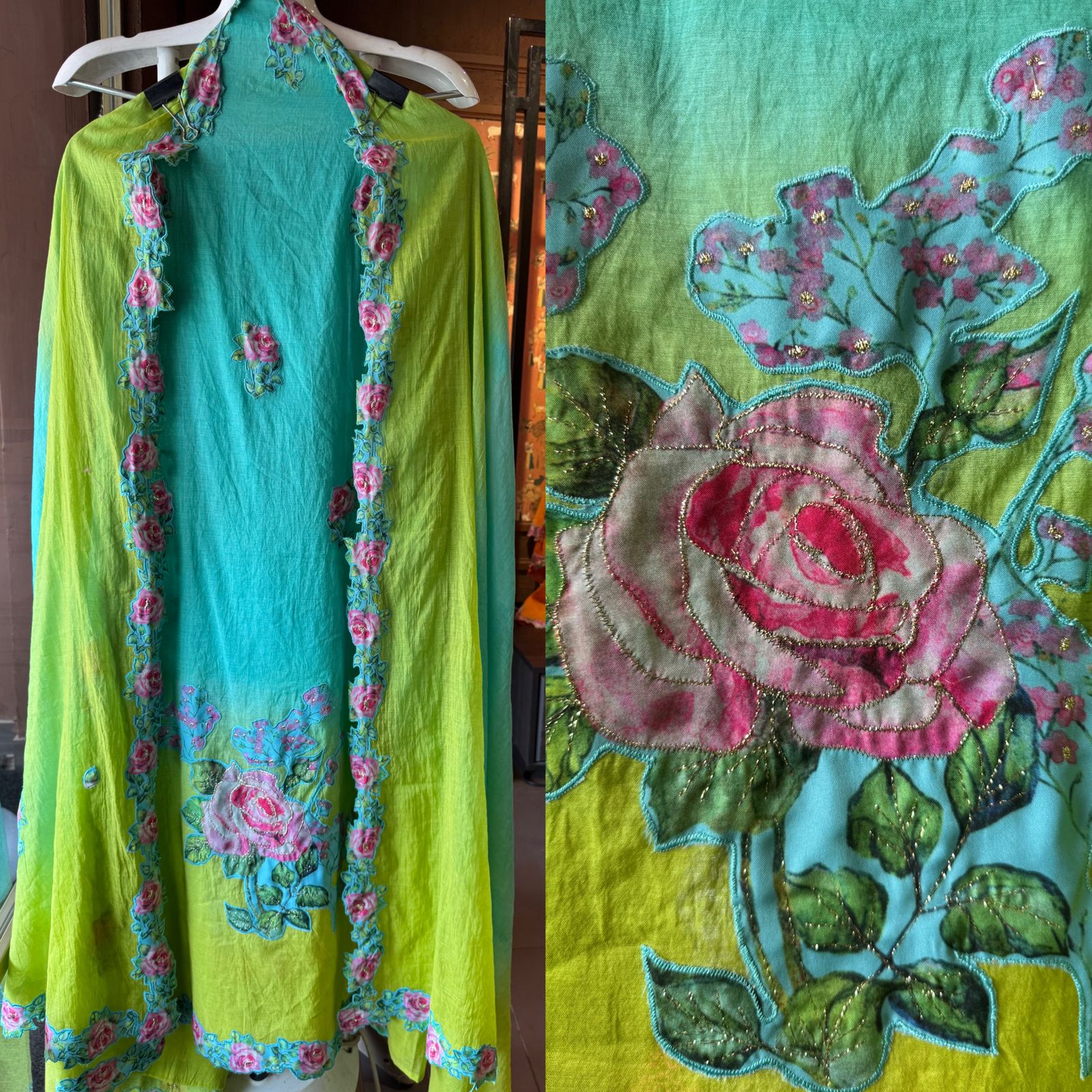 Pure mul Chanderi ombre Unstitched shirt