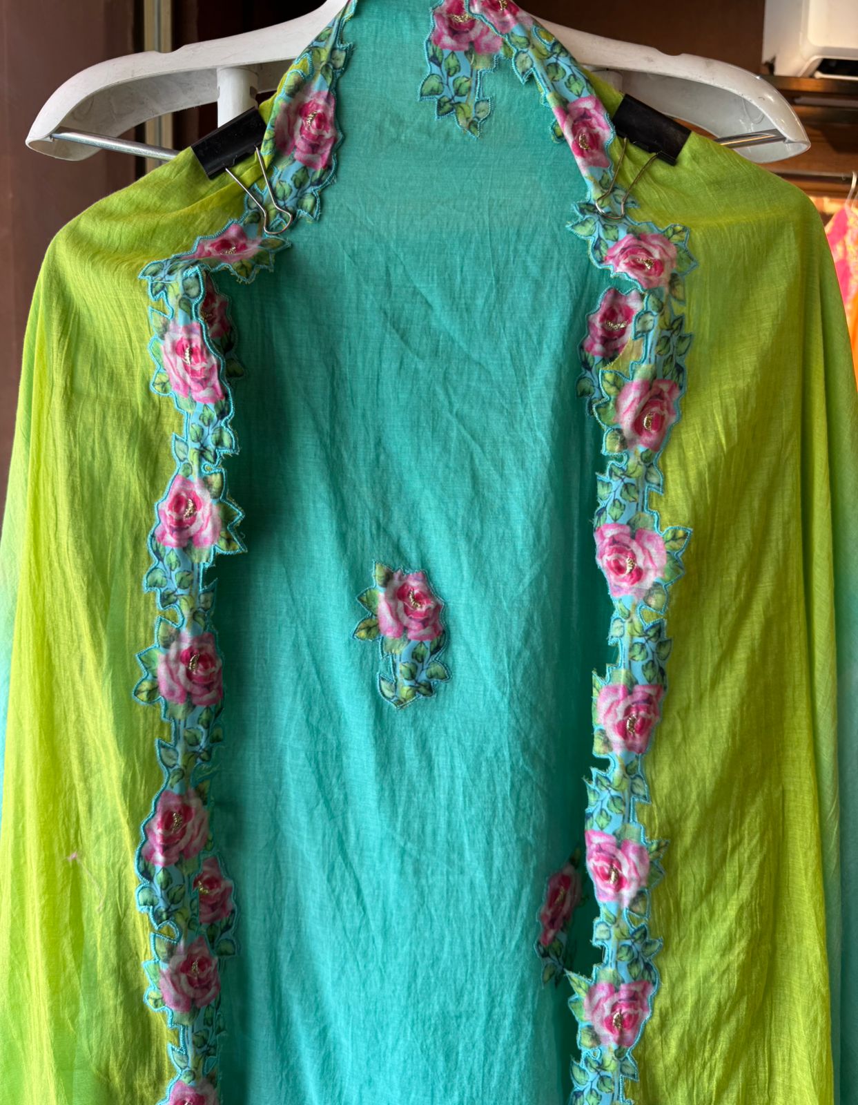 Pure mul Chanderi ombre Unstitched shirt