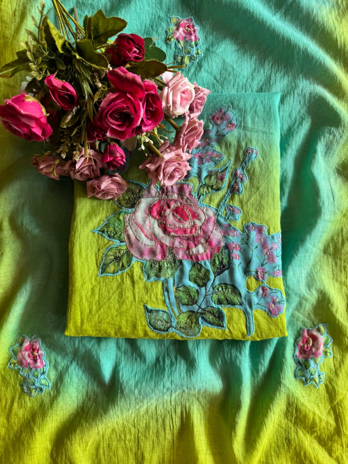 Pure mul Chanderi ombre Unstitched shirt