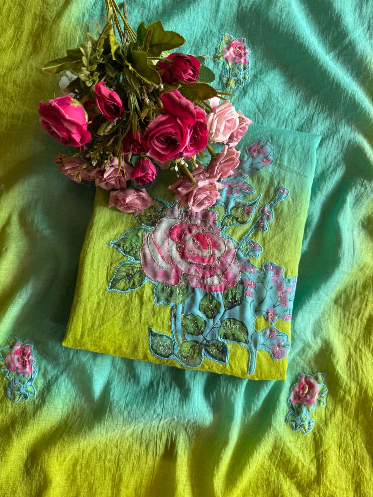 Pure mul Chanderi ombre Unstitched shirt