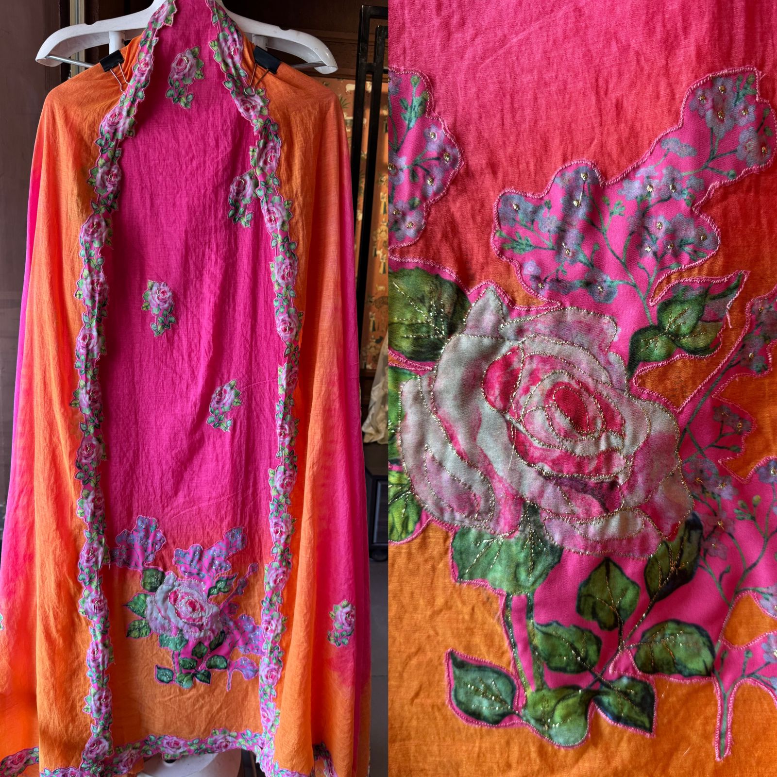 Pure mul Chanderi ombre Unstitched shirt