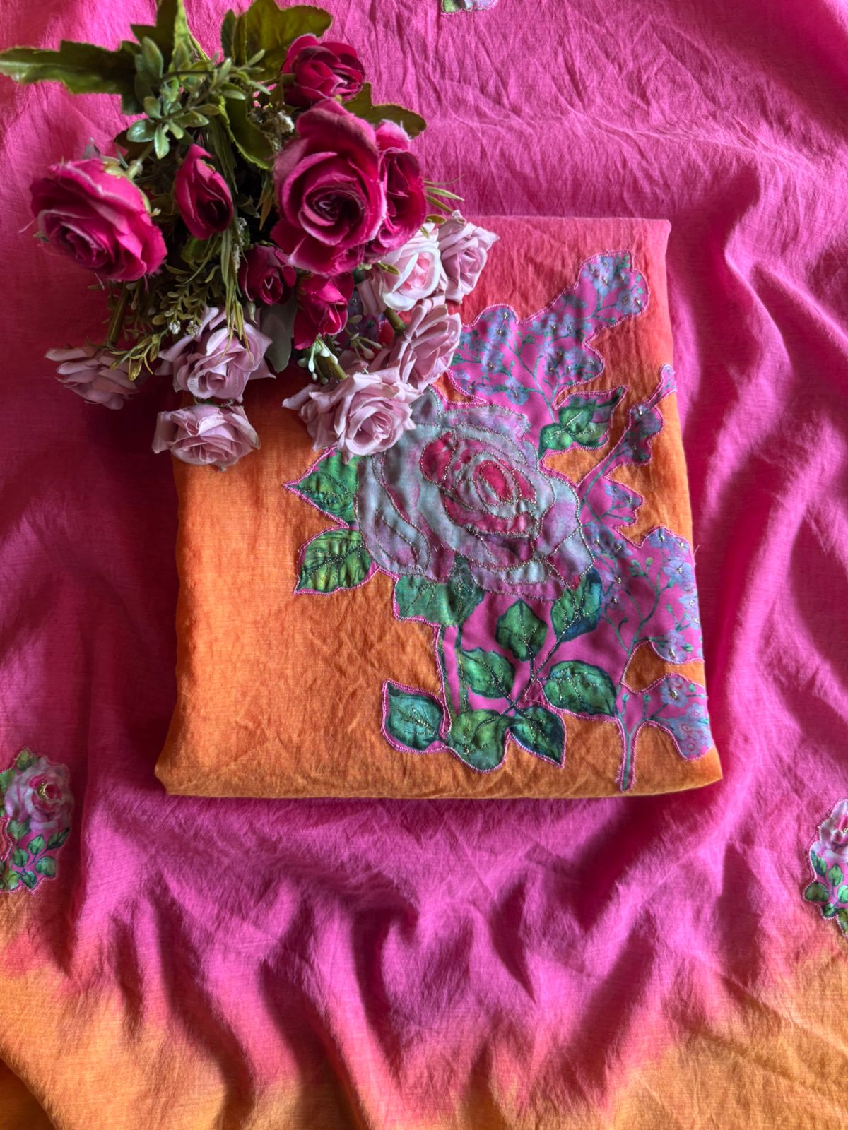 Pure mul Chanderi ombre Unstitched shirt