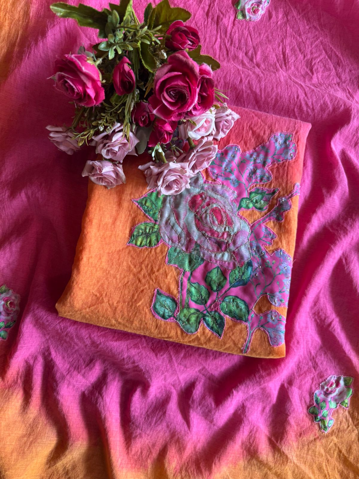 Pure mul Chanderi ombre Unstitched shirt