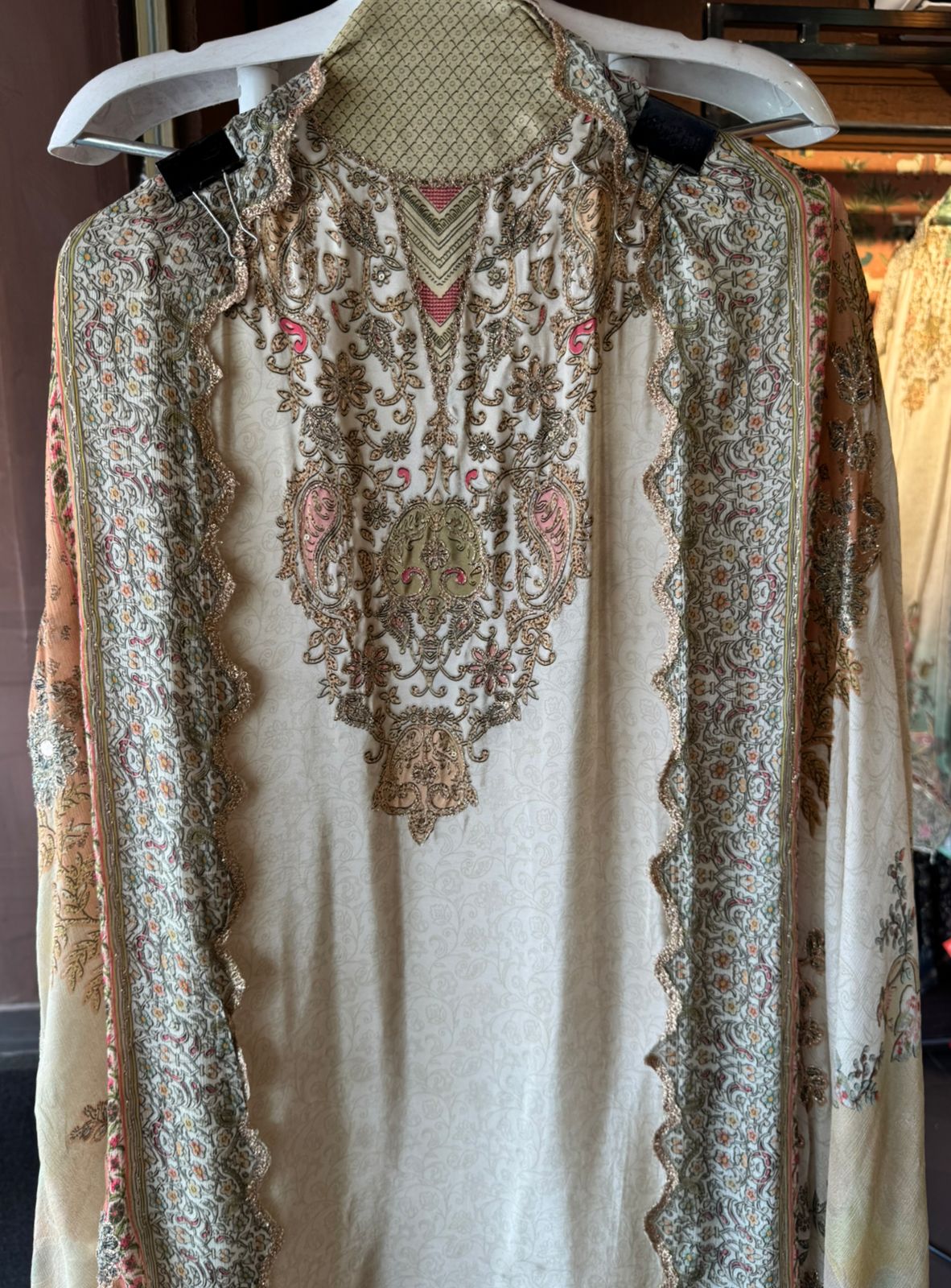 Pure Crepe Pakistani inspired Self Digital printed Shirt