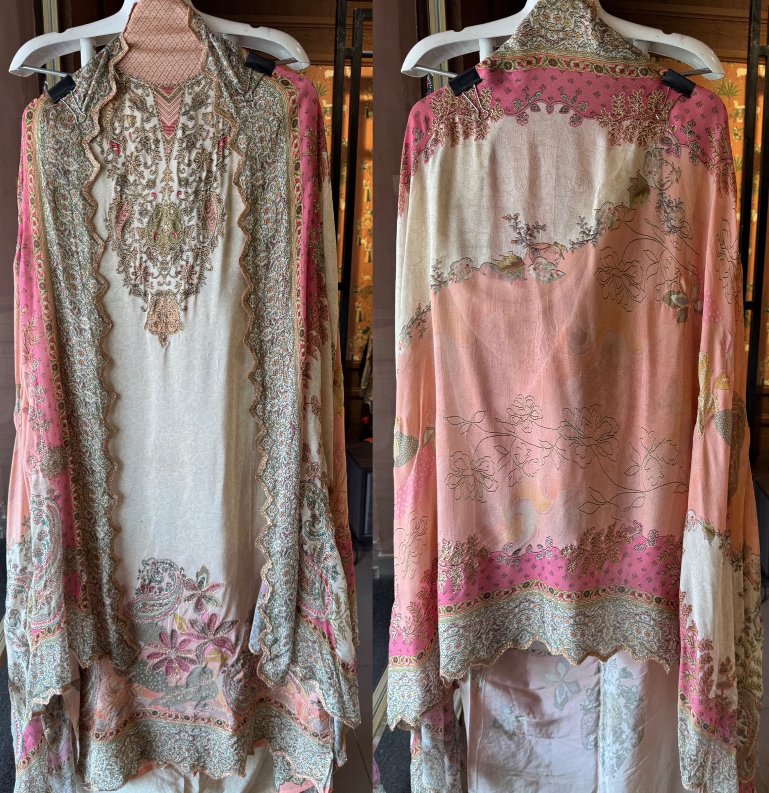 Pure Crepe Pakistani inspired Self Digital printed Shirt