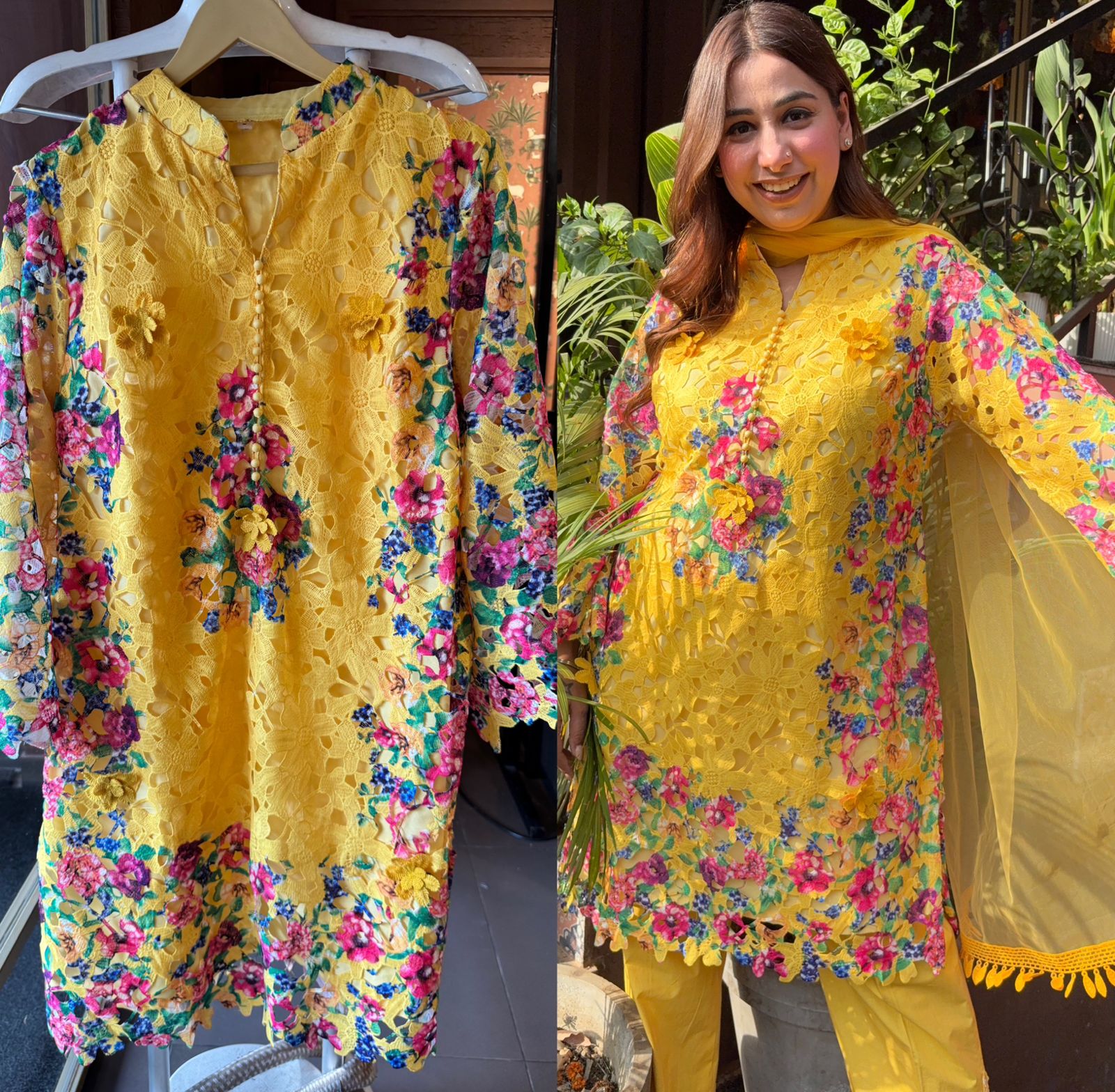 Beautiful Crochet Stitched kurta