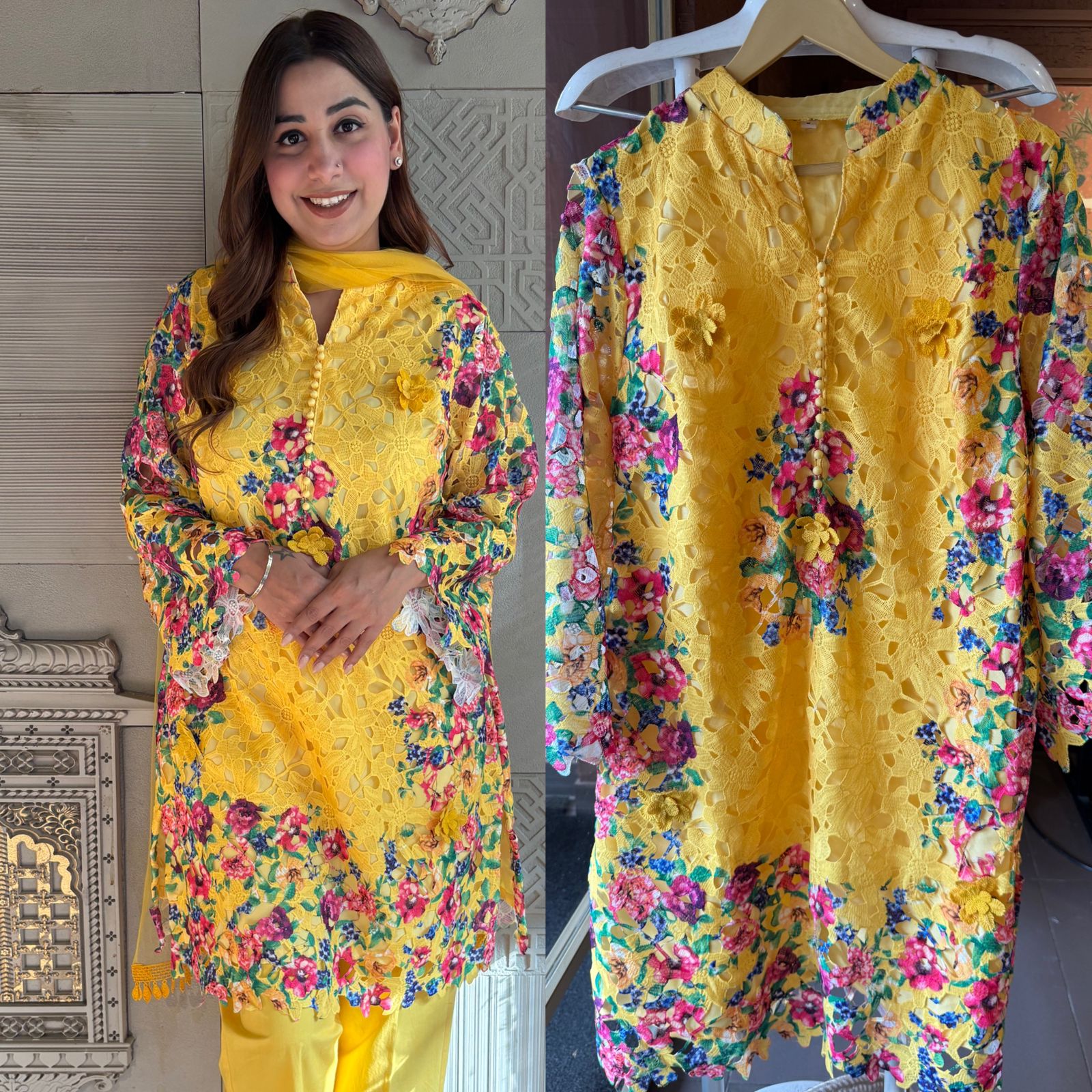 Beautiful Crochet Stitched kurta