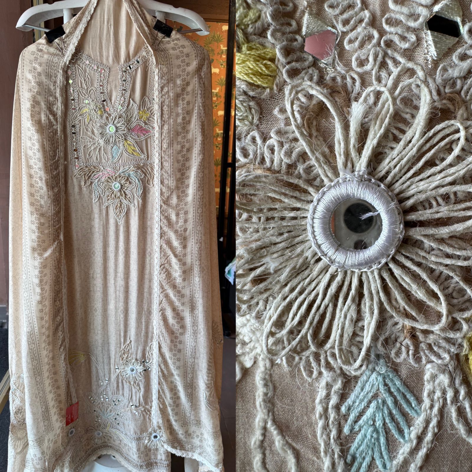 Self Digital printed Pure muslin Unstitched Shirt front and back