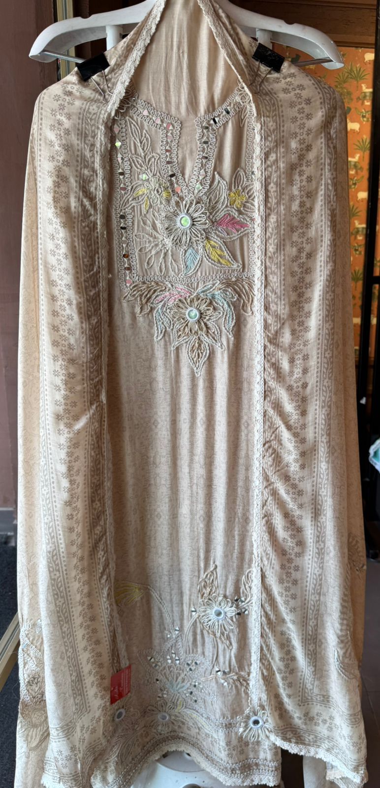 Self Digital printed Pure muslin Unstitched Shirt front and back