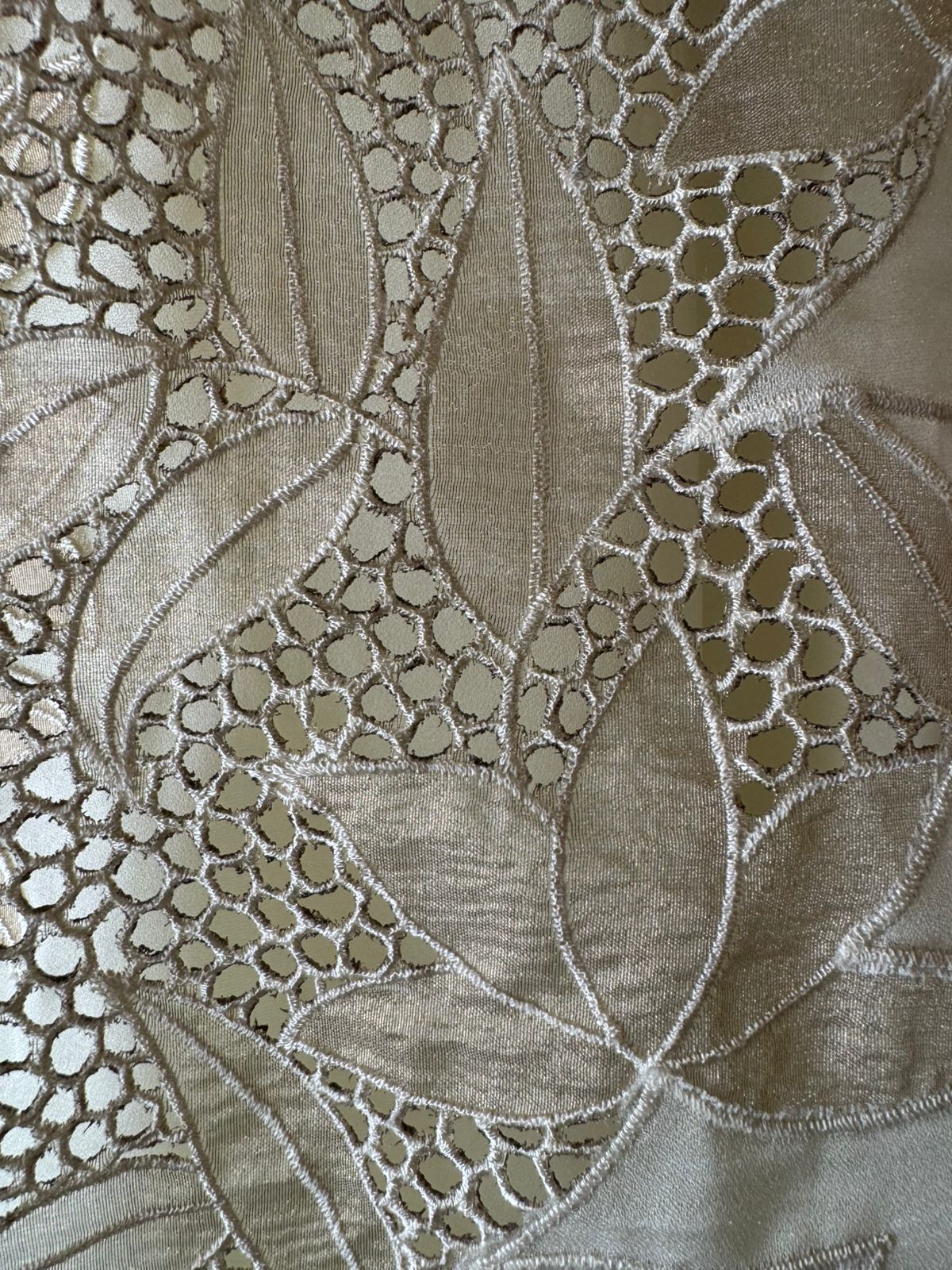 Organza Shirt unstitched with contrast appliqué cutwork done on the neckline