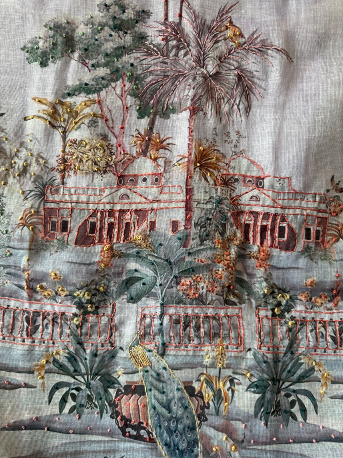 Pure cotton Linen Unstitched Shirt design with beautiful PICHWAI Art