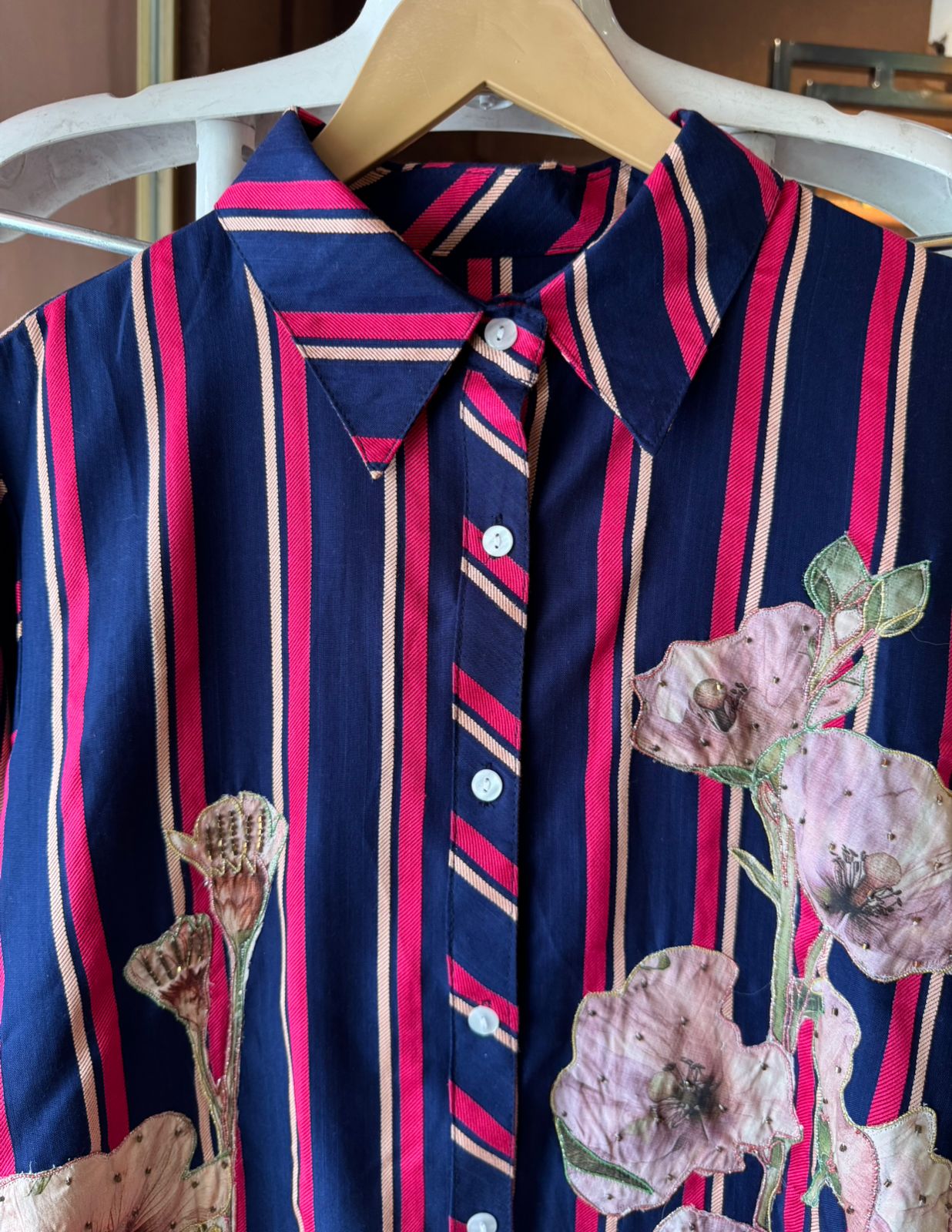 Premium handloom cotton Coord set , Shirt style with Collar neck design