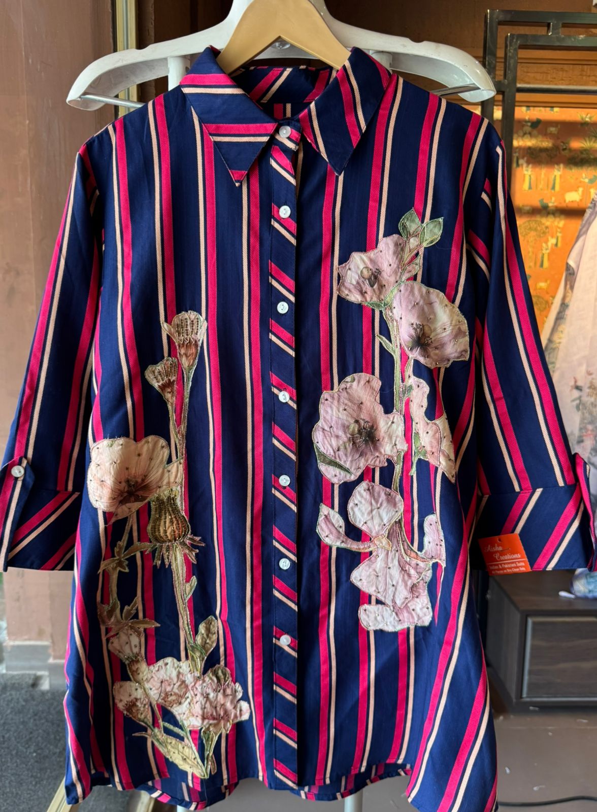 Premium handloom cotton Coord set , Shirt style with Collar neck design