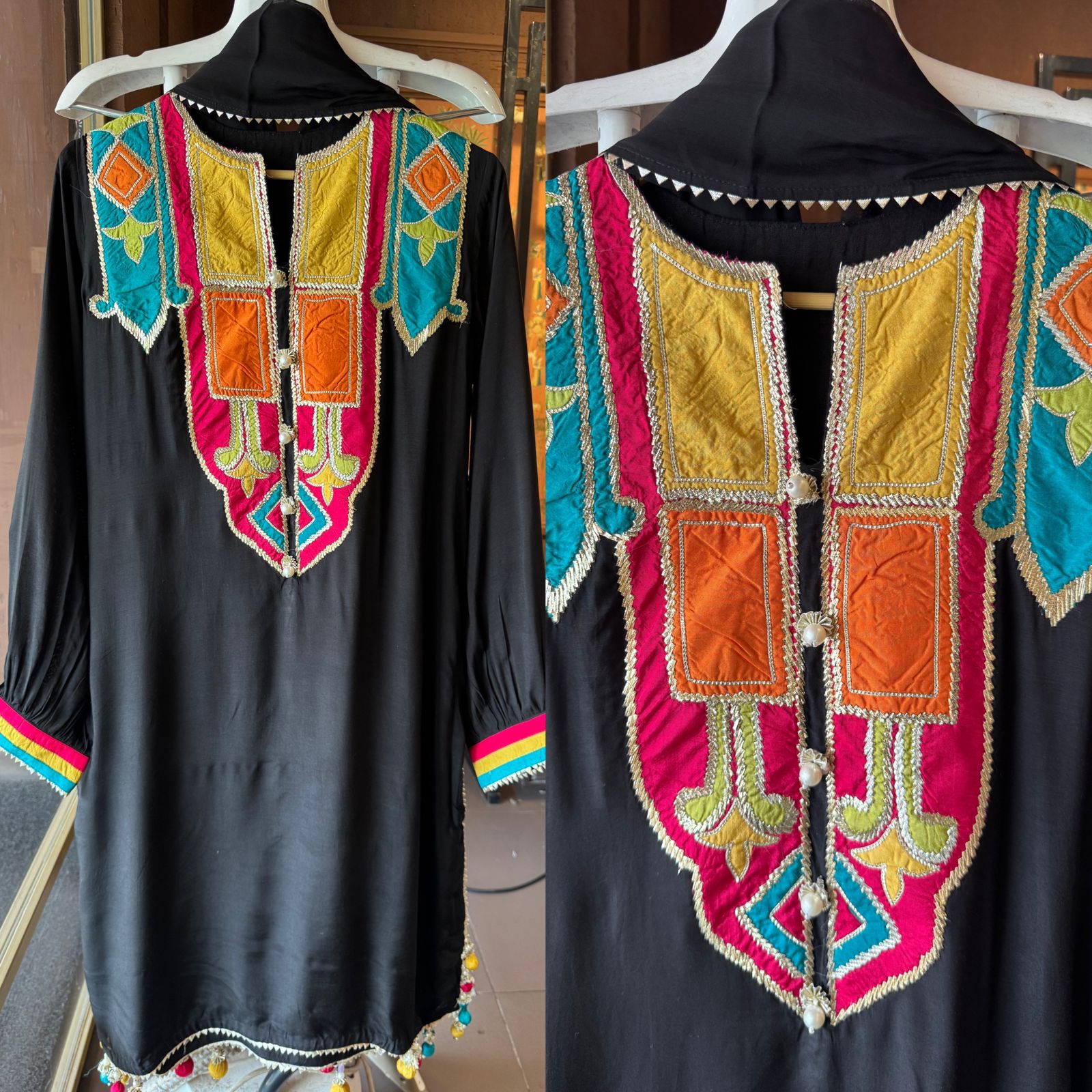 Pure Muslin Stitched Kurta with Very elegant Multi coloured Silk