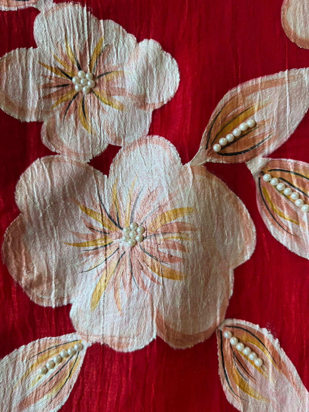 Stitched Pure crushed tissue organza silk shirt