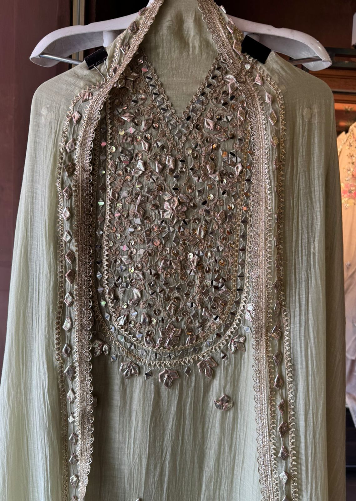 Unstitched Mul cotton chanderi shirt