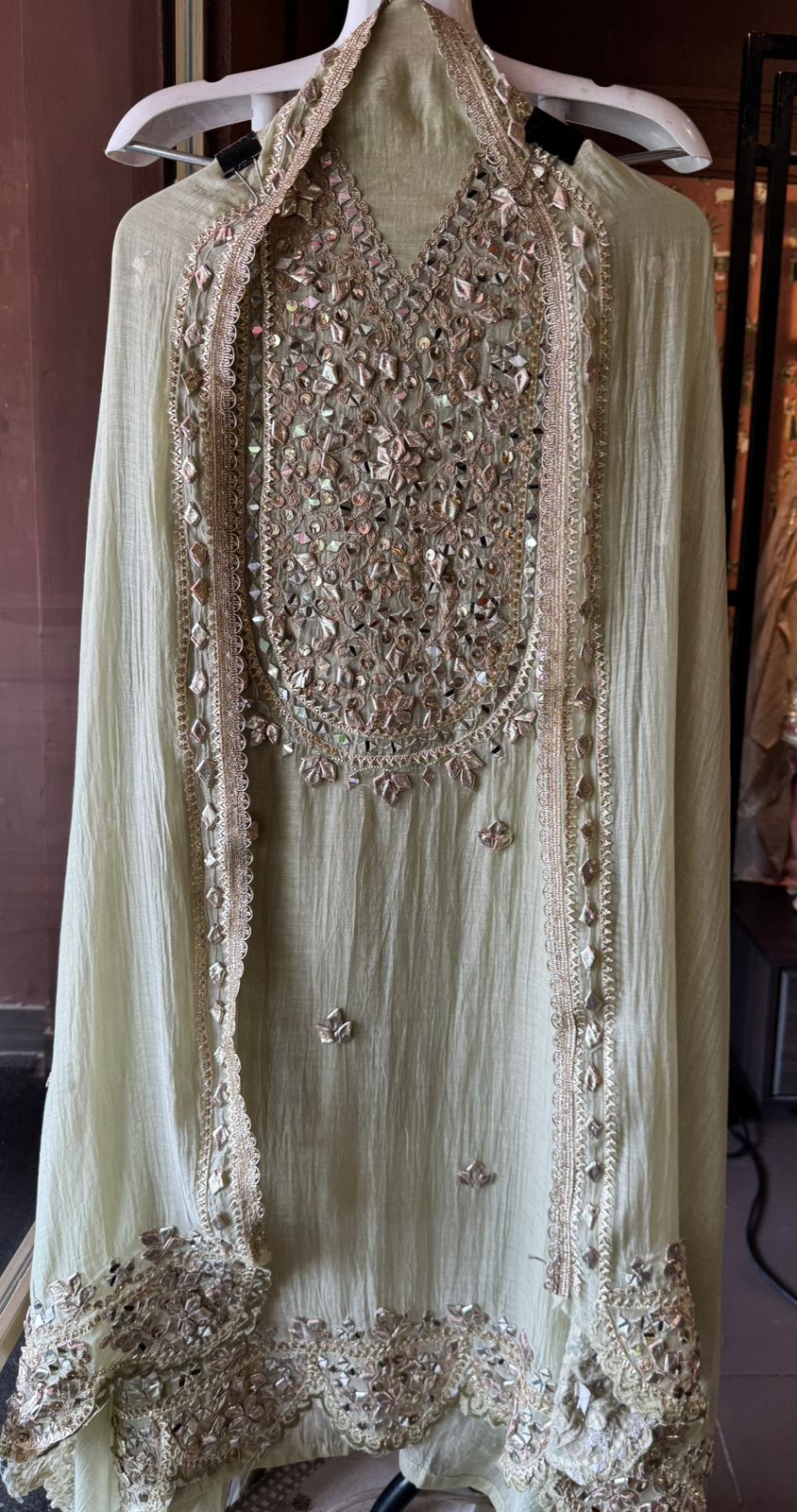 Unstitched Mul cotton chanderi shirt