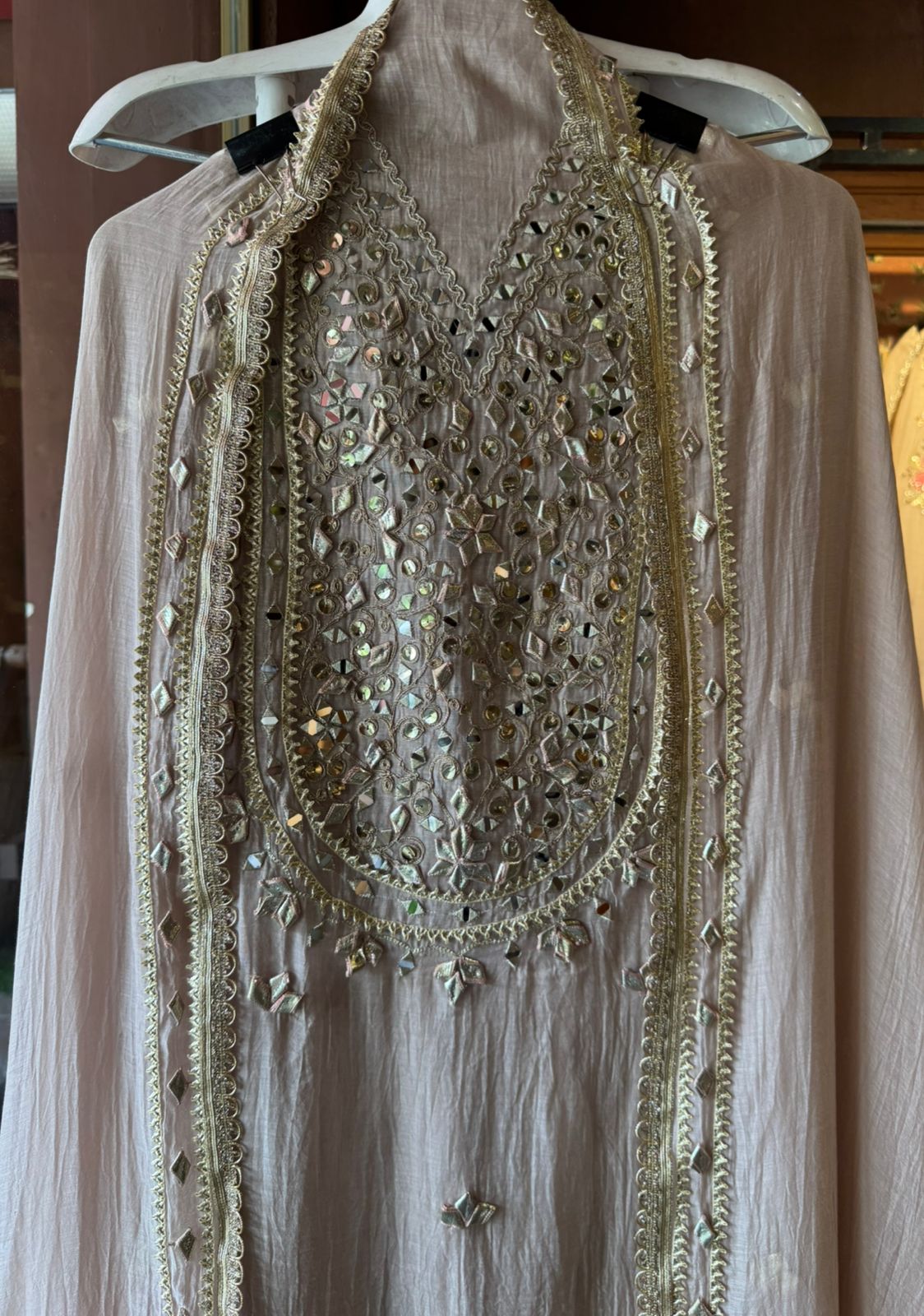 Unstitched Mul cotton chanderi shirt