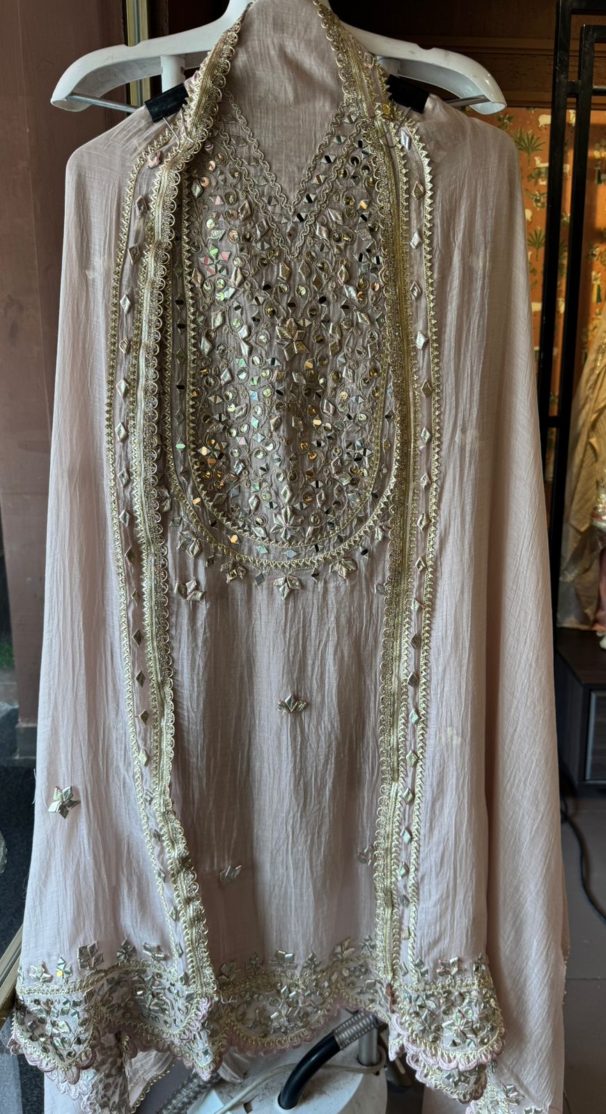 Unstitched Mul cotton chanderi shirt