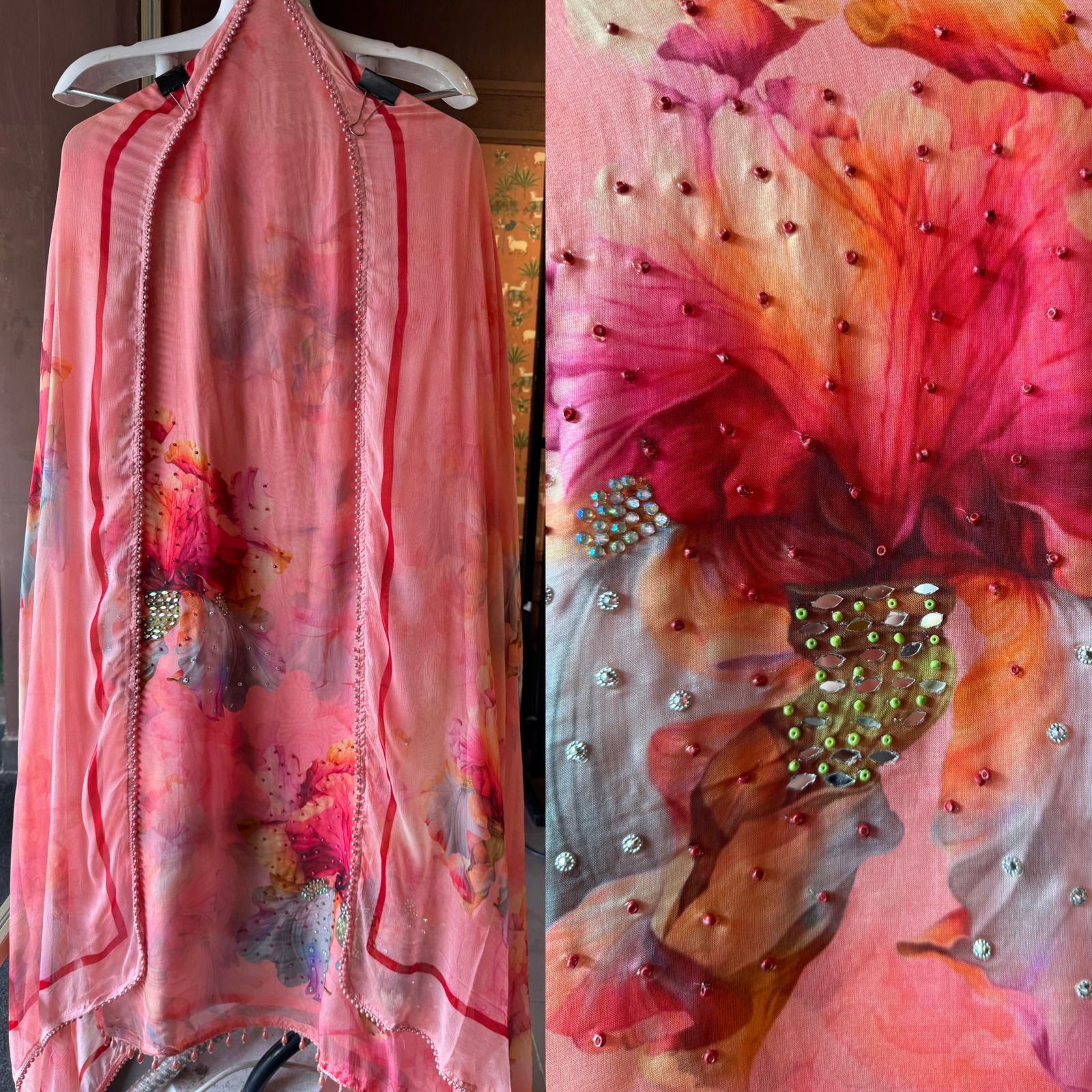 Digital printed organza Suit