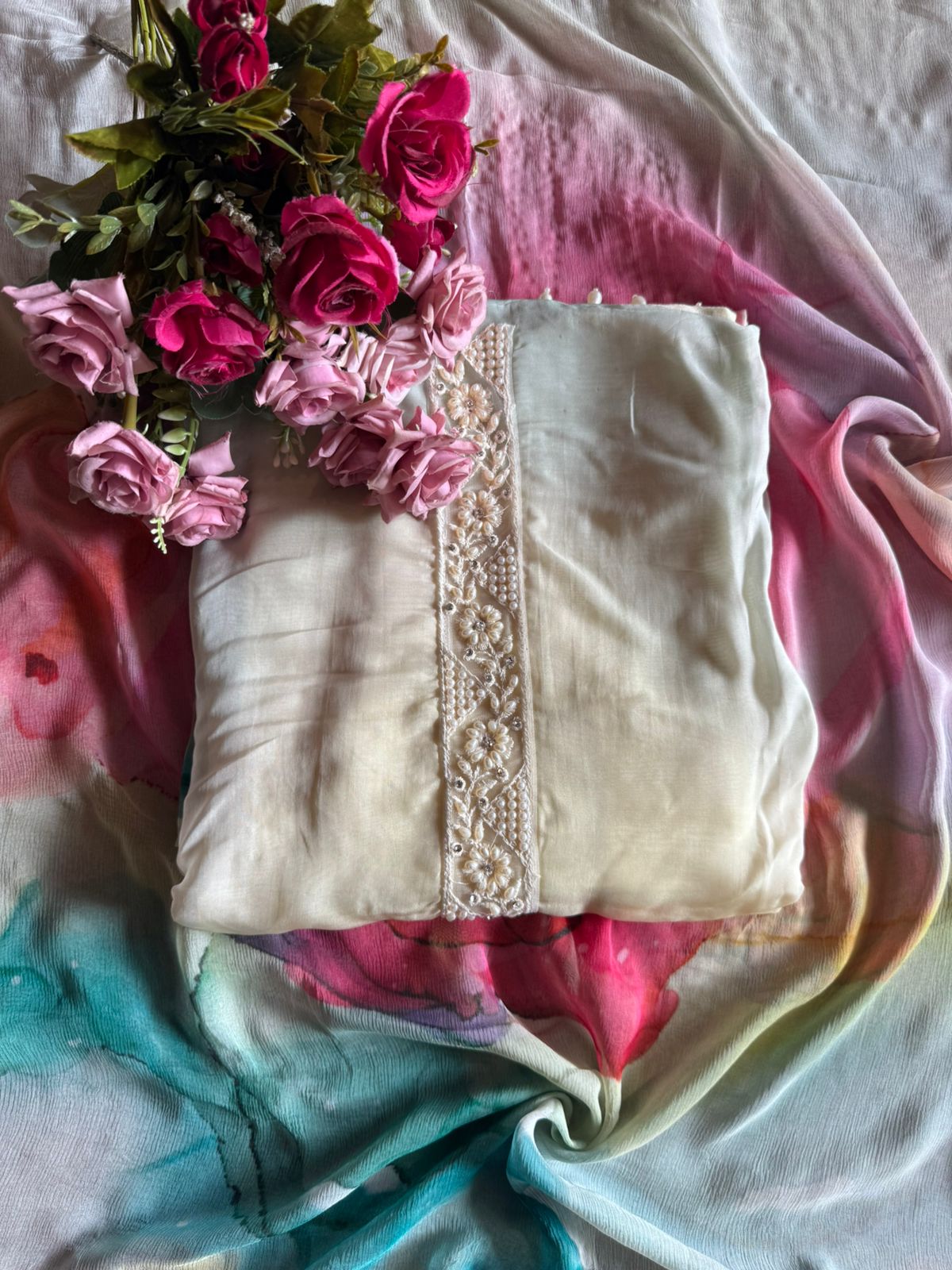 Digital printed organza Suit