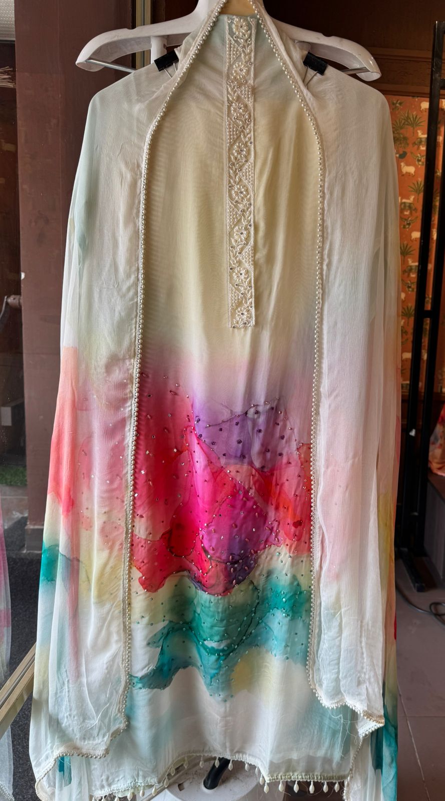 Digital printed organza Suit