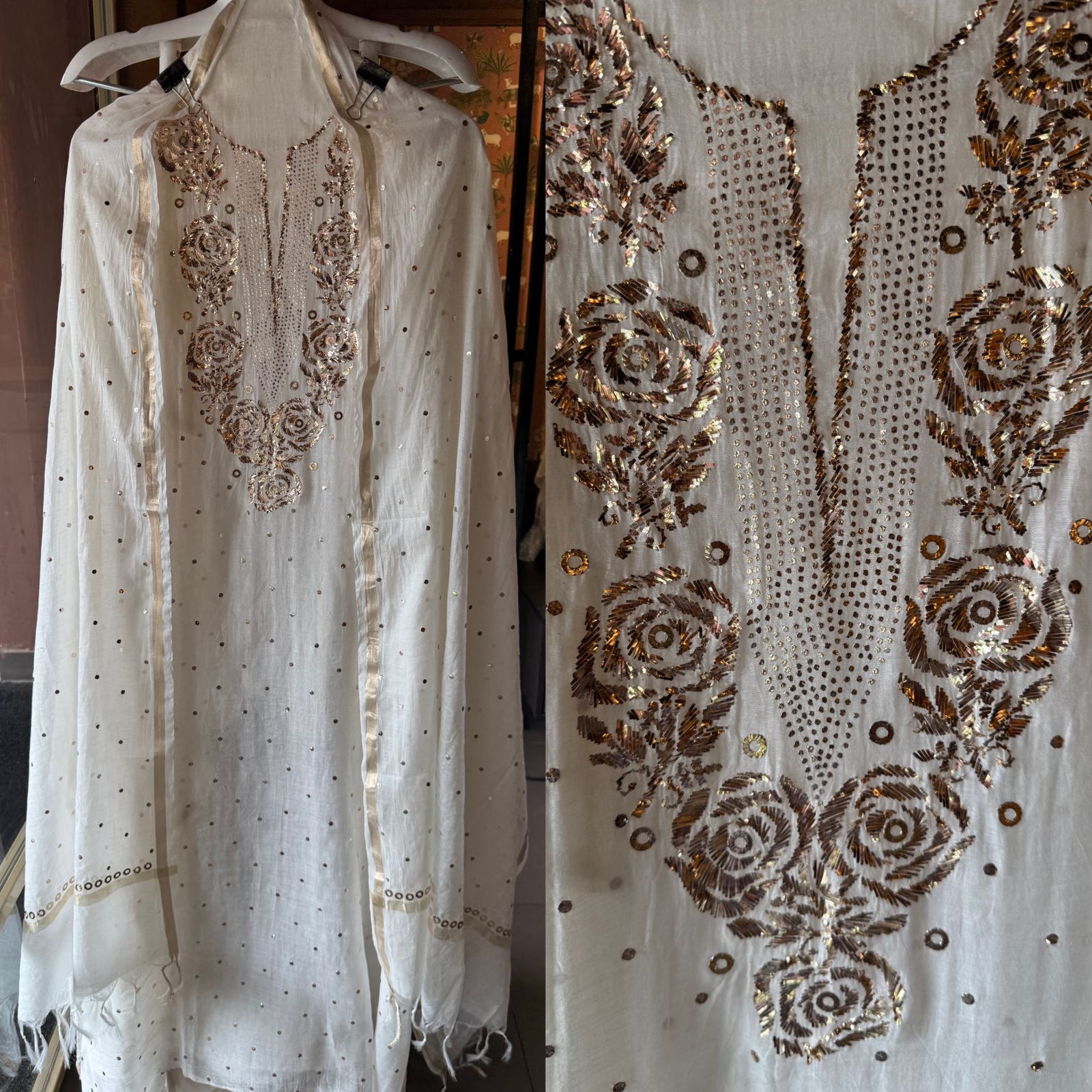 Pure Mul chanderi Two Piece set of shirt