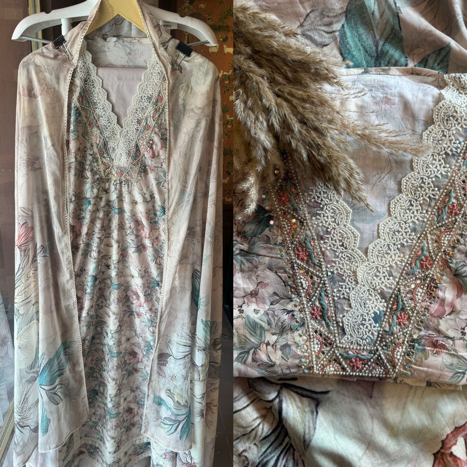 Pure organic cotton Muslin Unstitched Suit