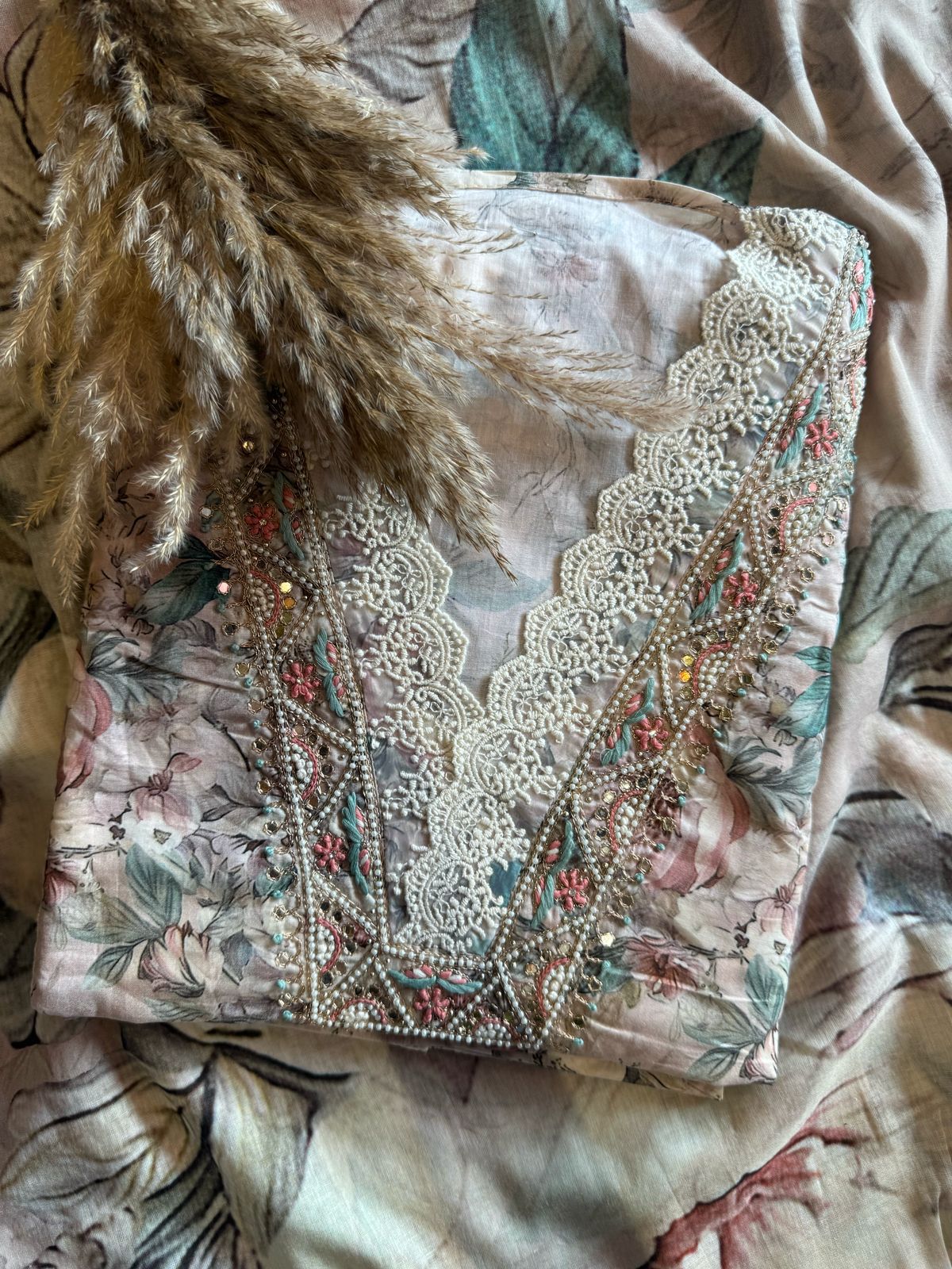 Pure organic cotton Muslin Unstitched Suit