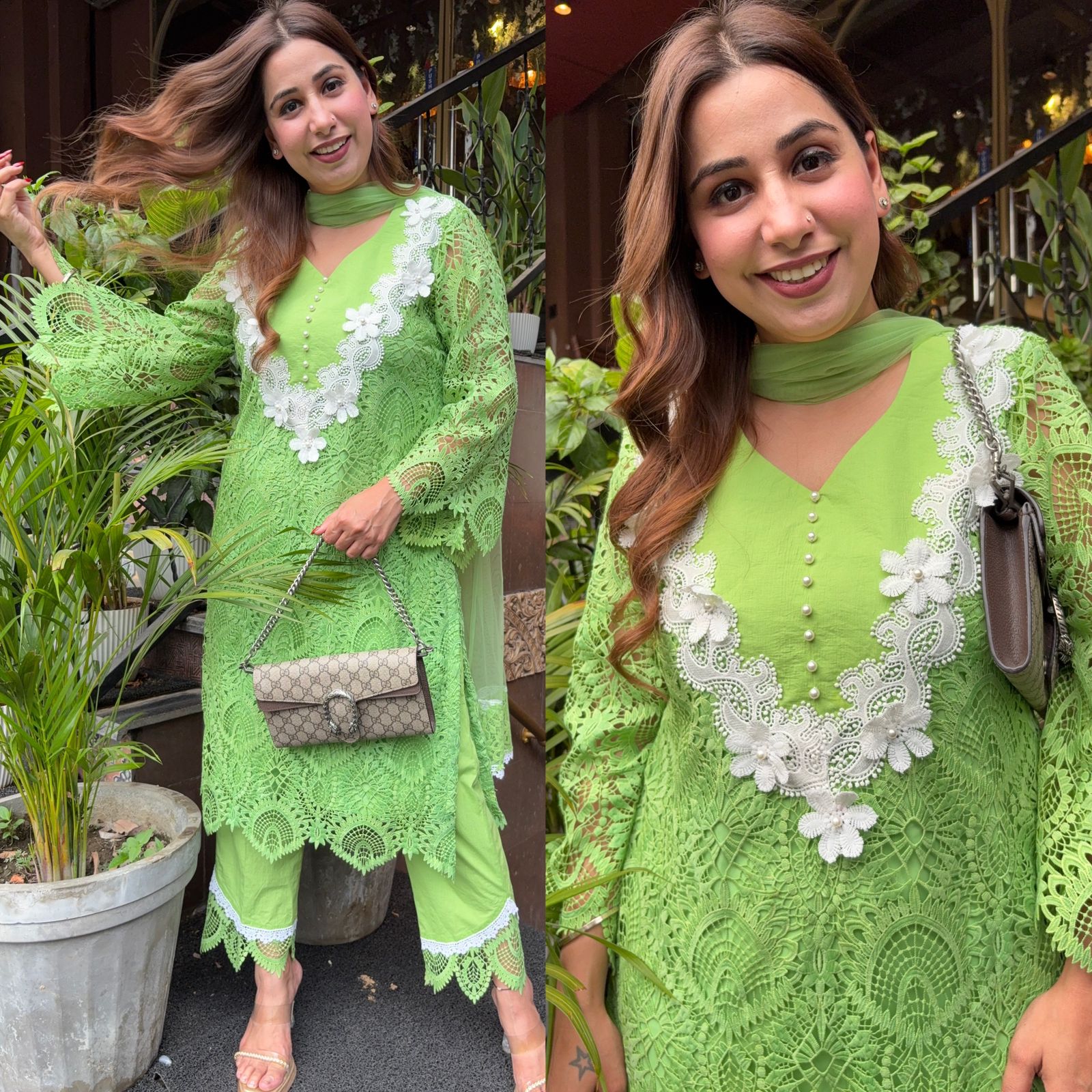 Stitched Long Crochet kurta