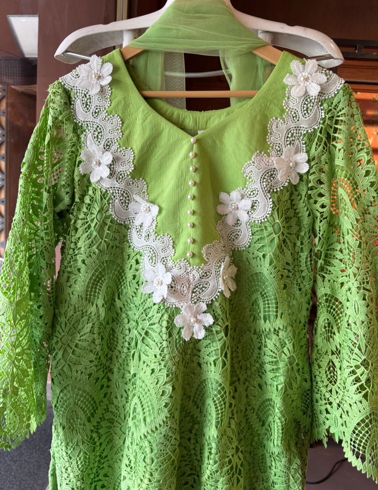 Stitched Long Crochet kurta