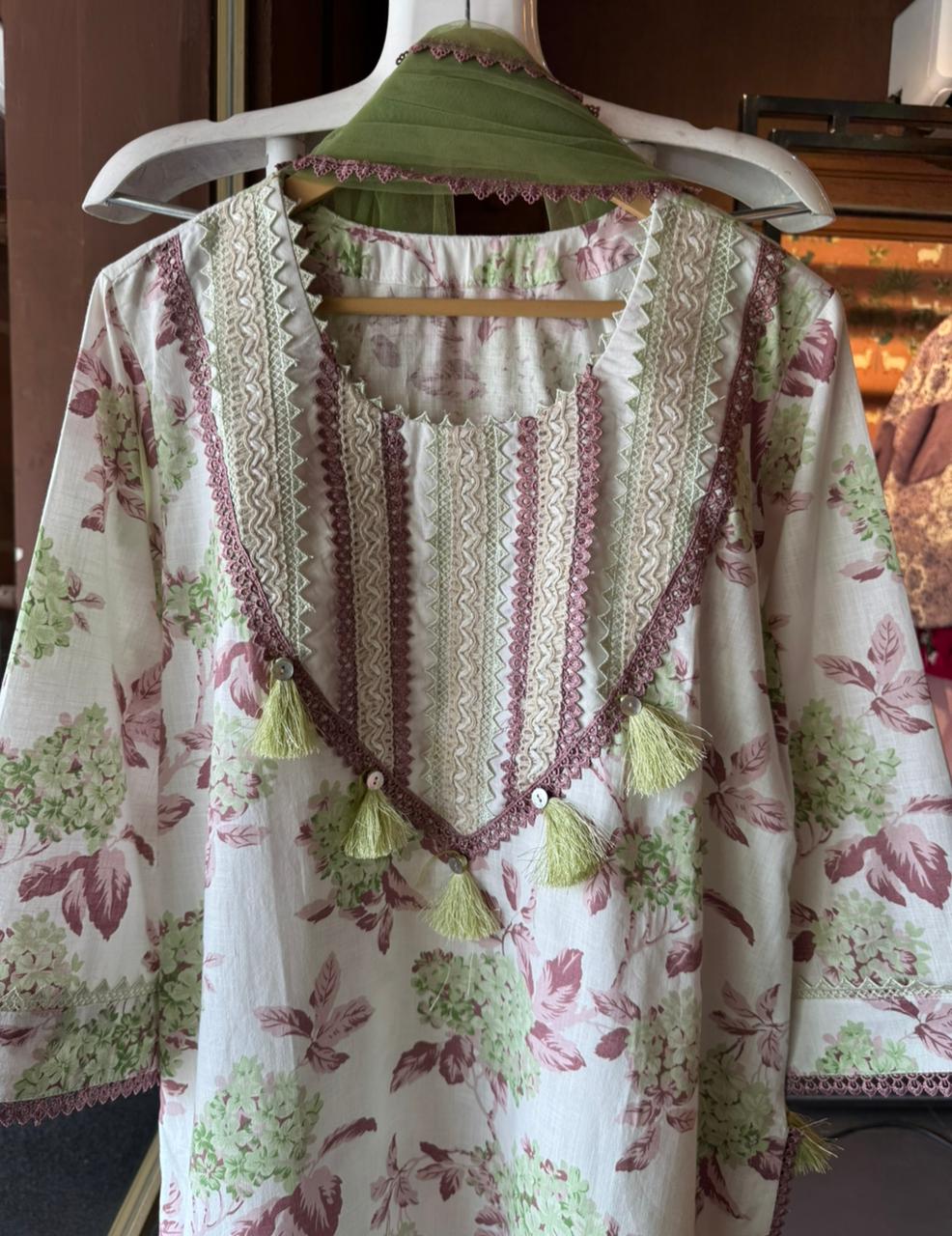 Pure Cotton linen digital printed Stitched Set