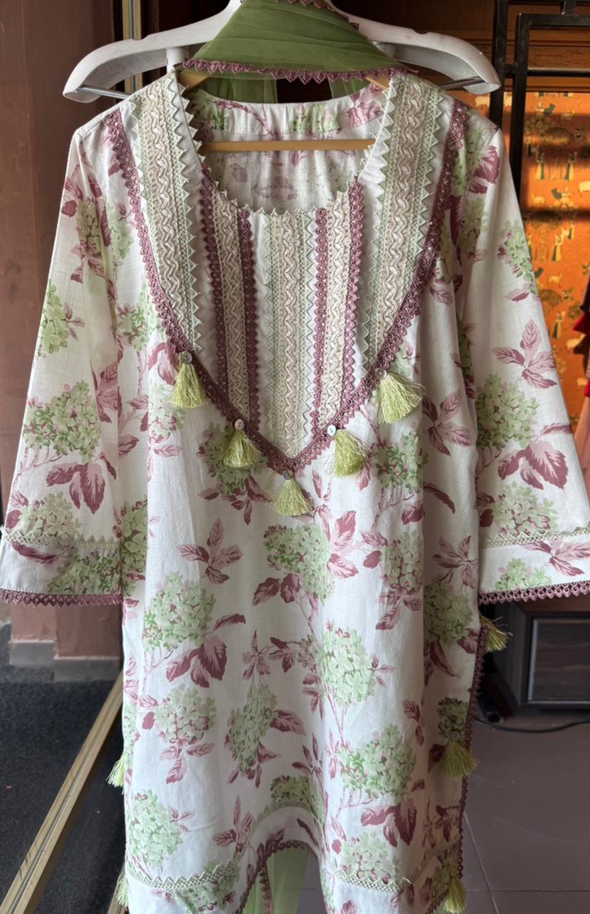 Pure Cotton linen digital printed Stitched Set