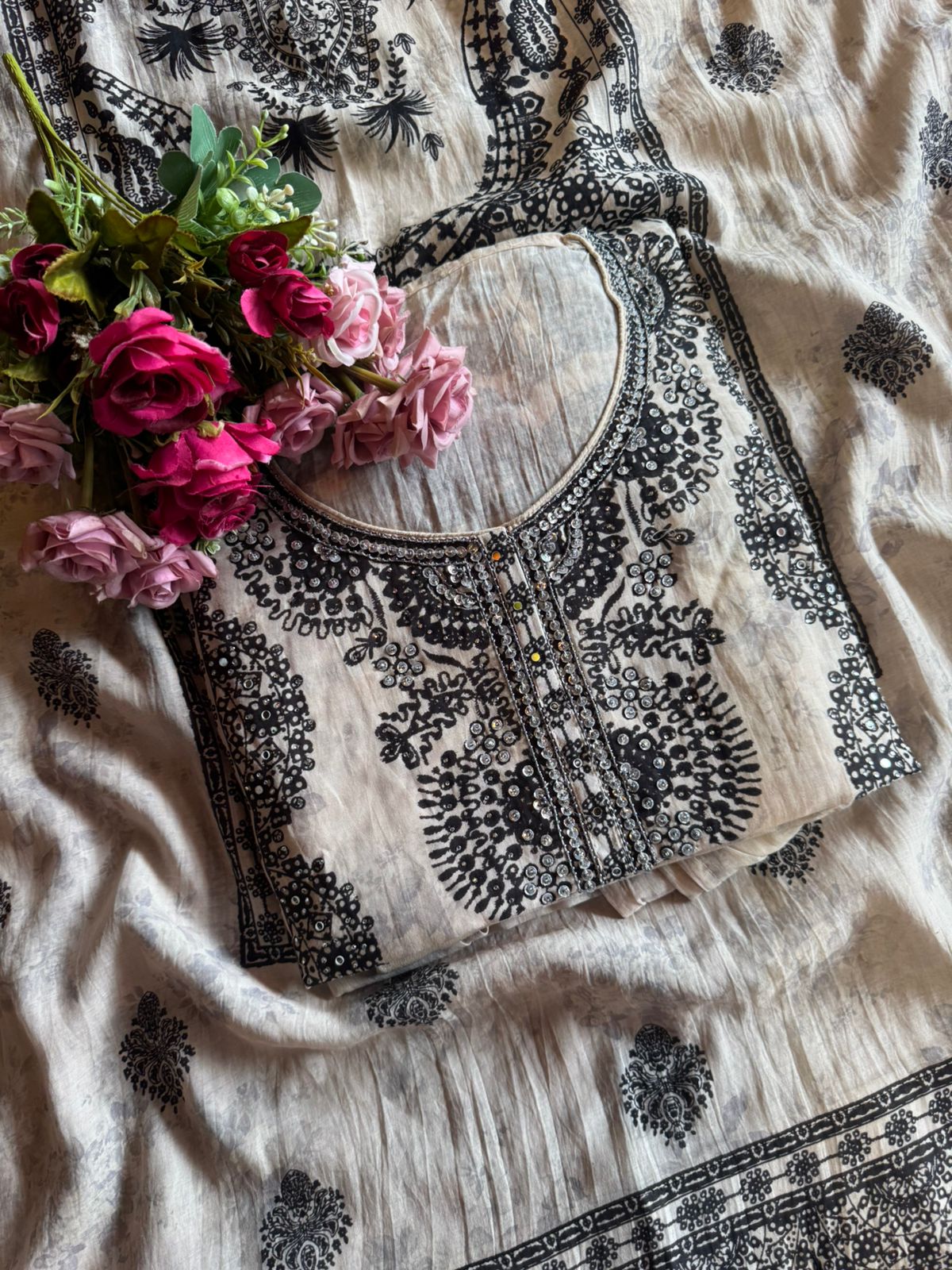 Unstitched Suit on Soft digital printed