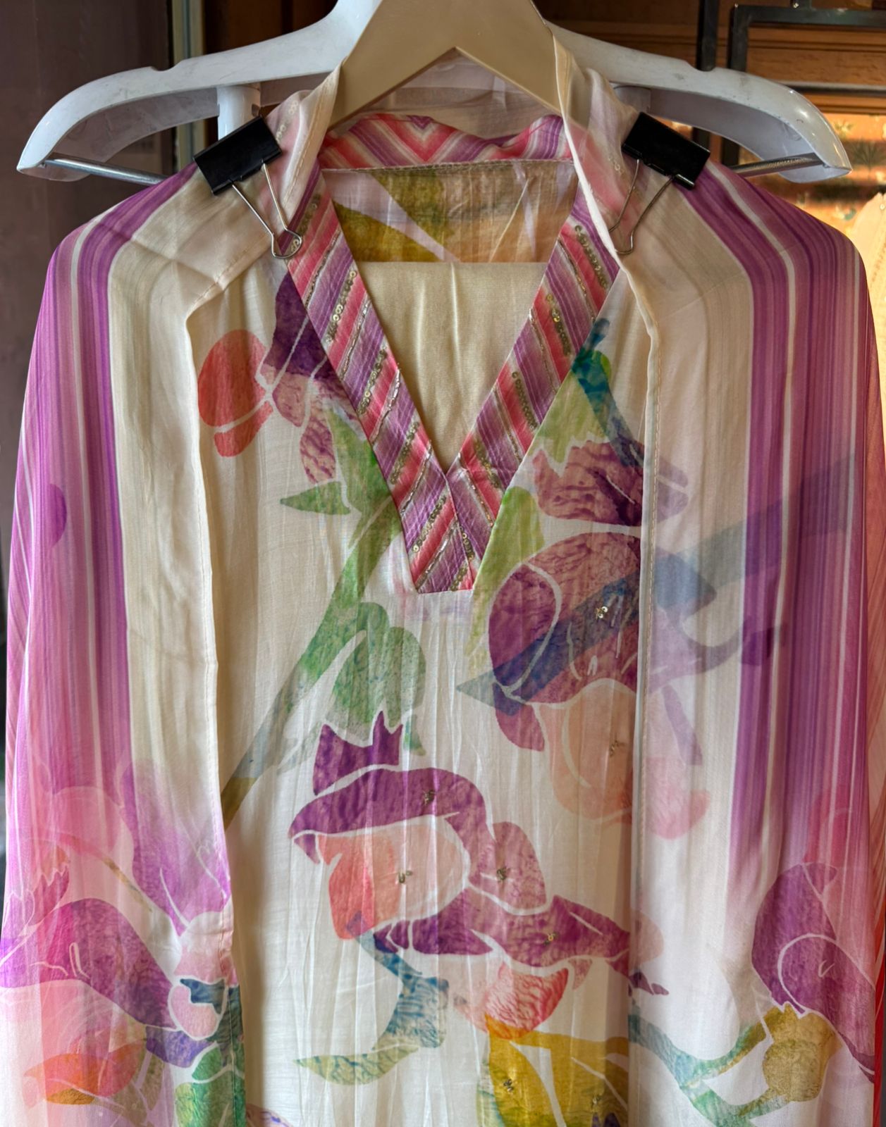 Digital printed Multi coloured Unstitched shirt