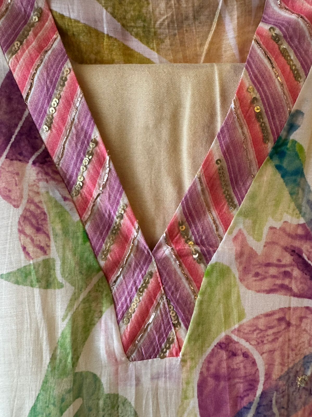 Digital printed Multi coloured Unstitched shirt