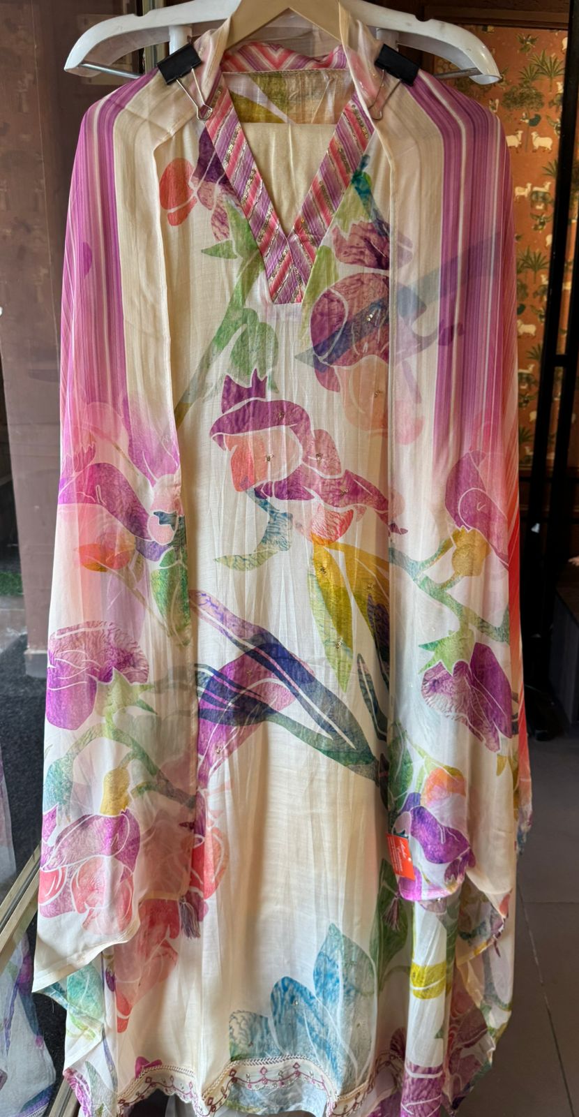 Digital printed Multi coloured Unstitched shirt