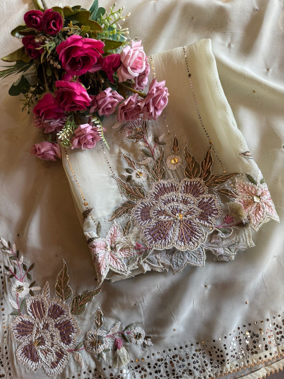 Soft organza Unstitched suit