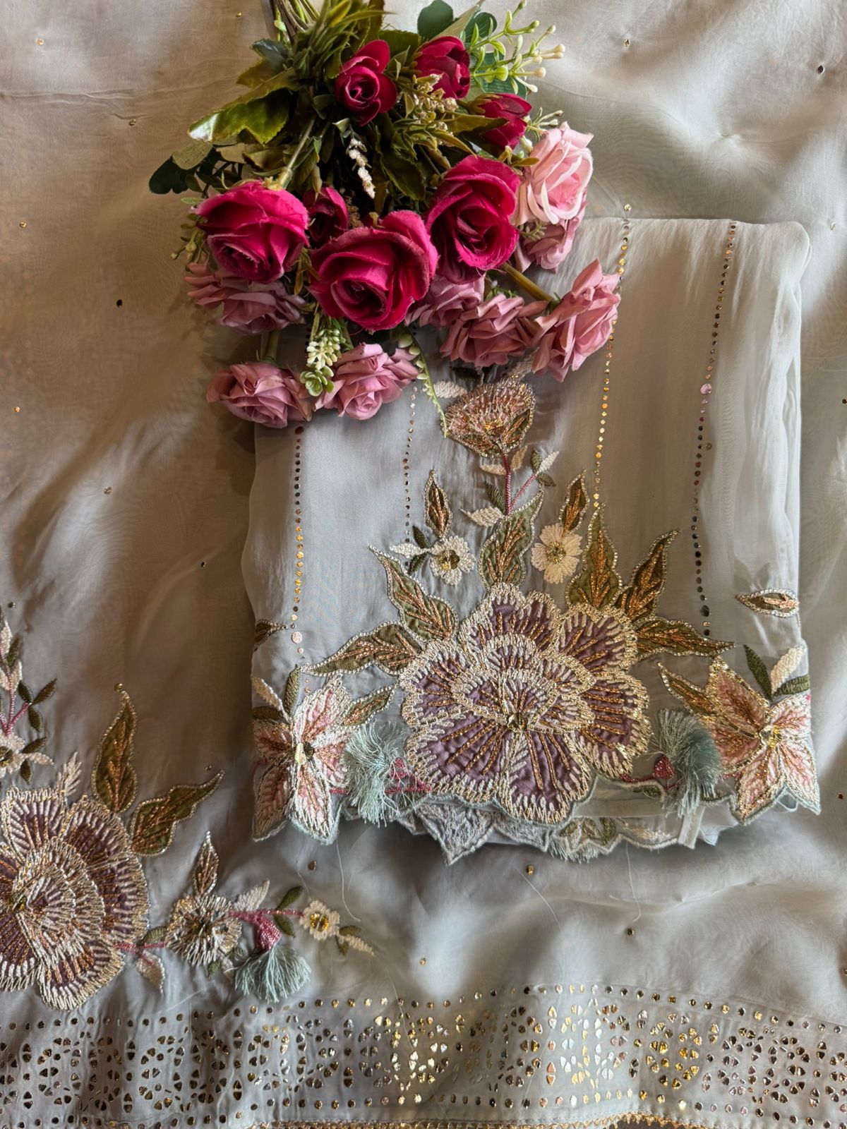 Soft organza Unstitched suit