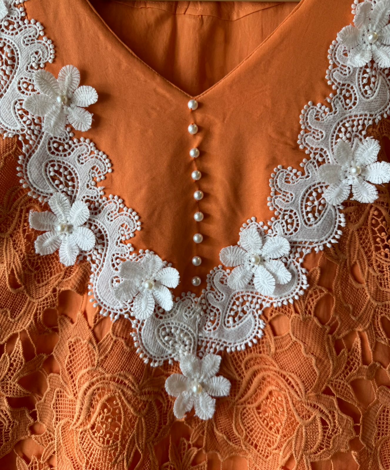 Stitched Long Crochet kurta