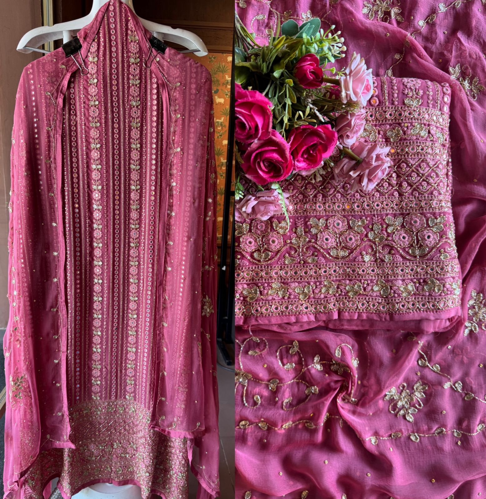 Pure Georgette Lakhnavi shirt Unstitched