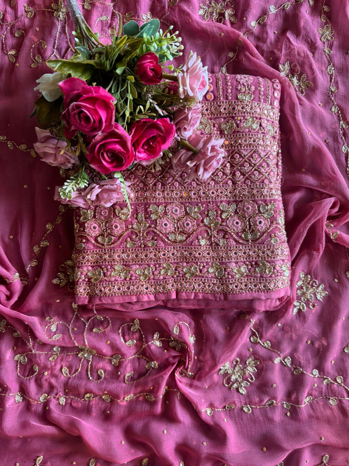 Pure Georgette Lakhnavi shirt Unstitched