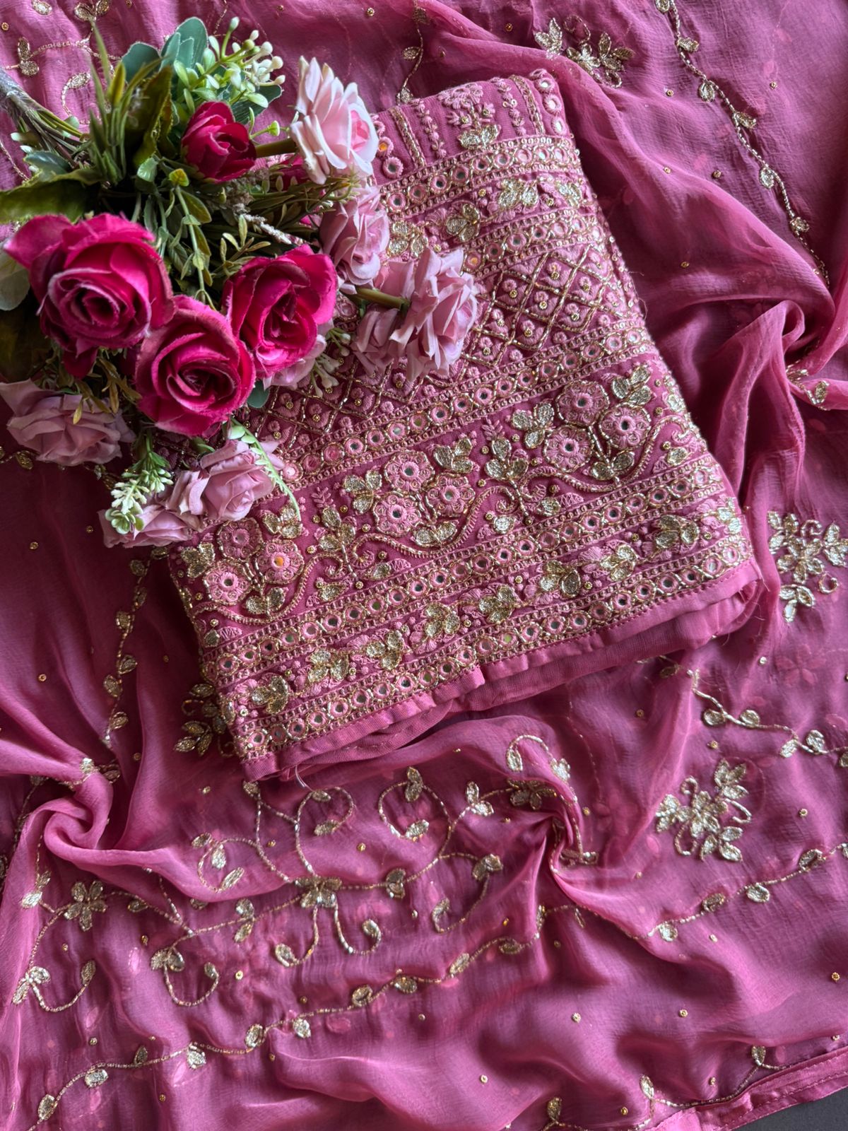 Pure Georgette Lakhnavi shirt Unstitched