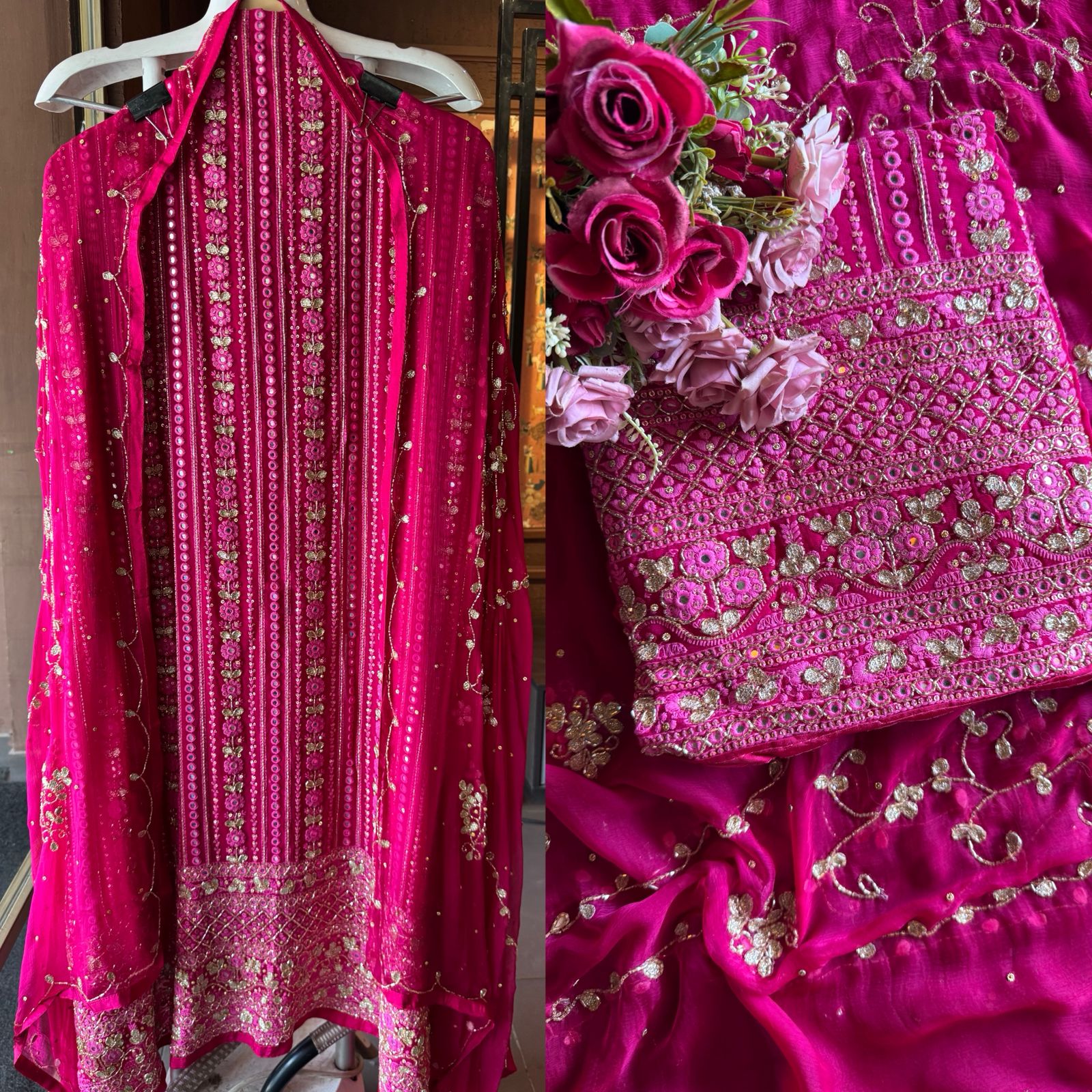 Pure Georgette Lakhnavi shirt Unstitched