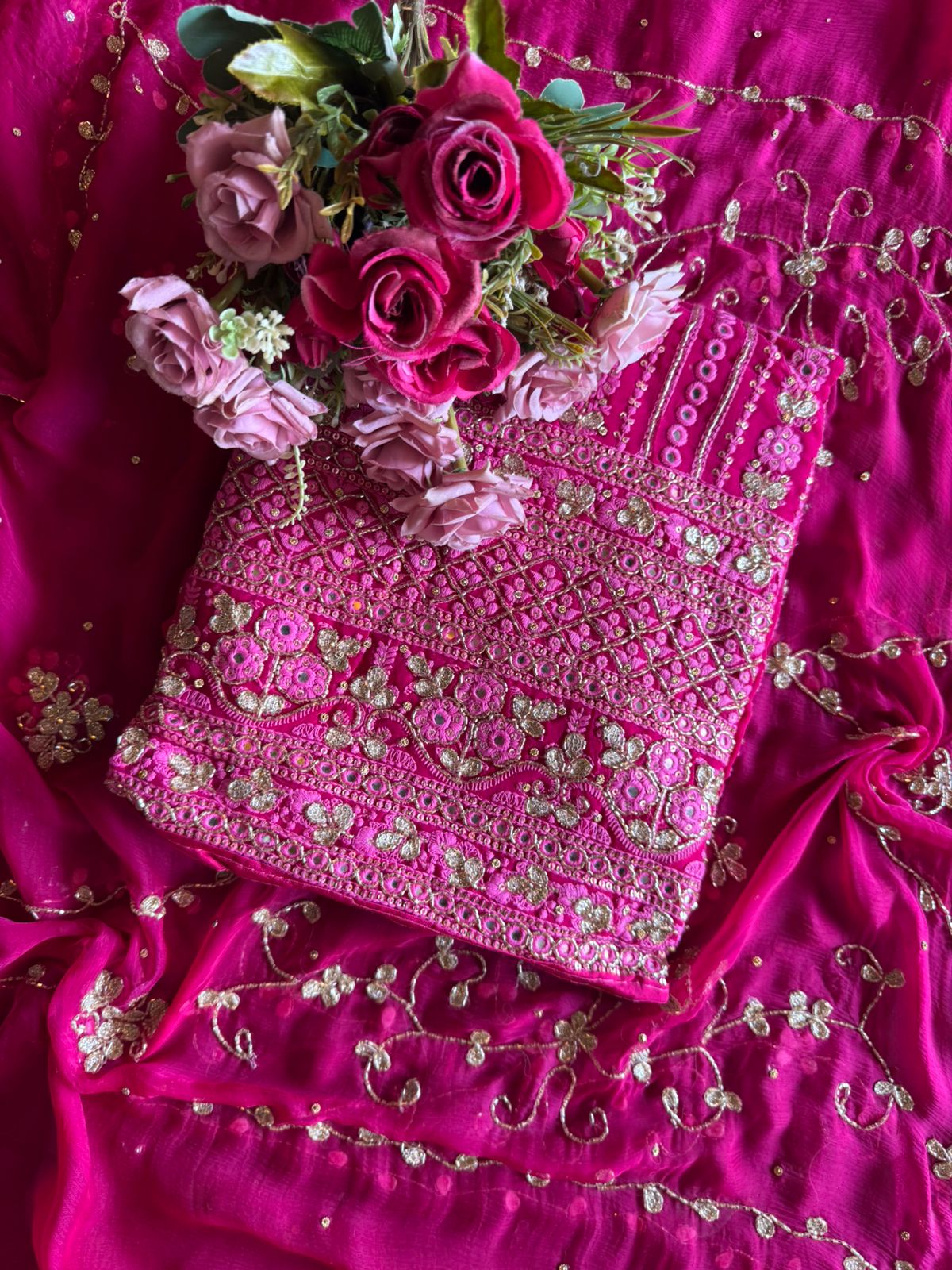 Pure Georgette Lakhnavi shirt Unstitched