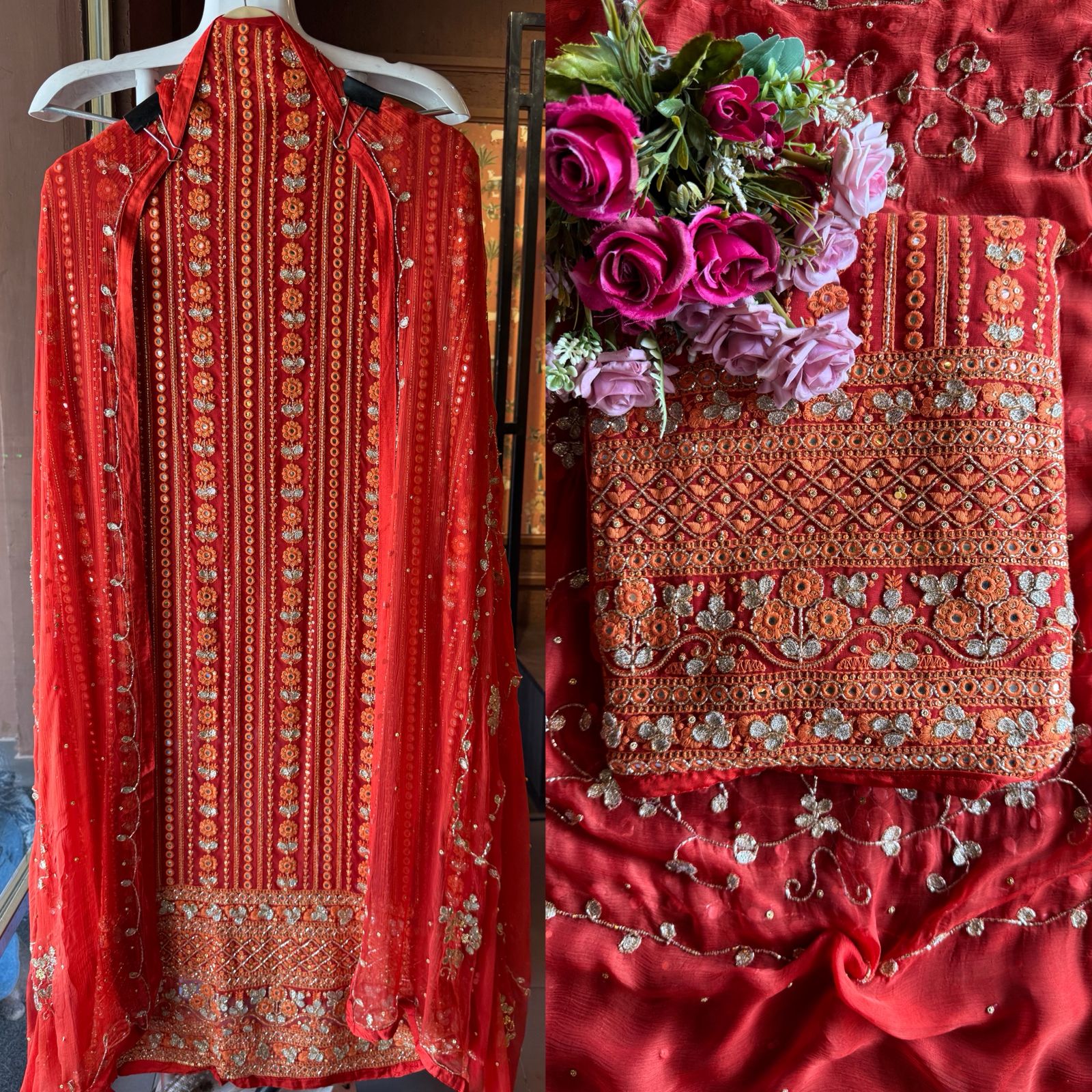 Pure Georgette Lakhnavi shirt Unstitched